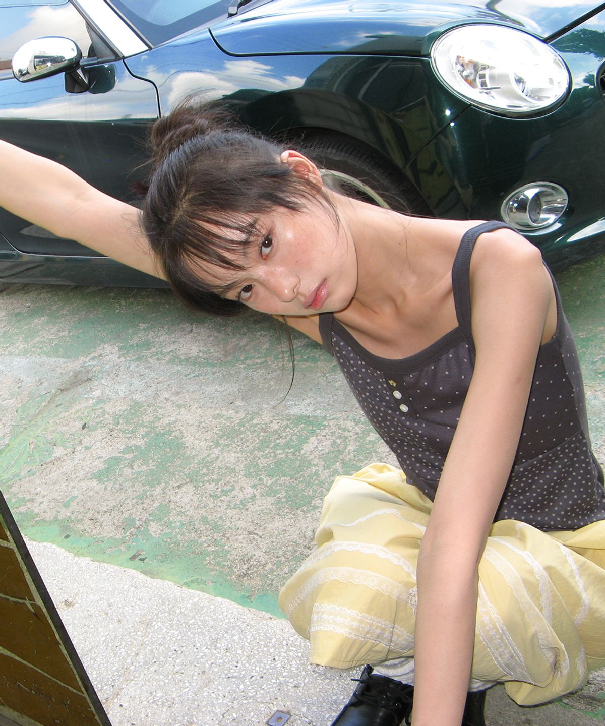 론론(RONRON) LACE TRIM NYLON BERMUDA PANTS YELLOW