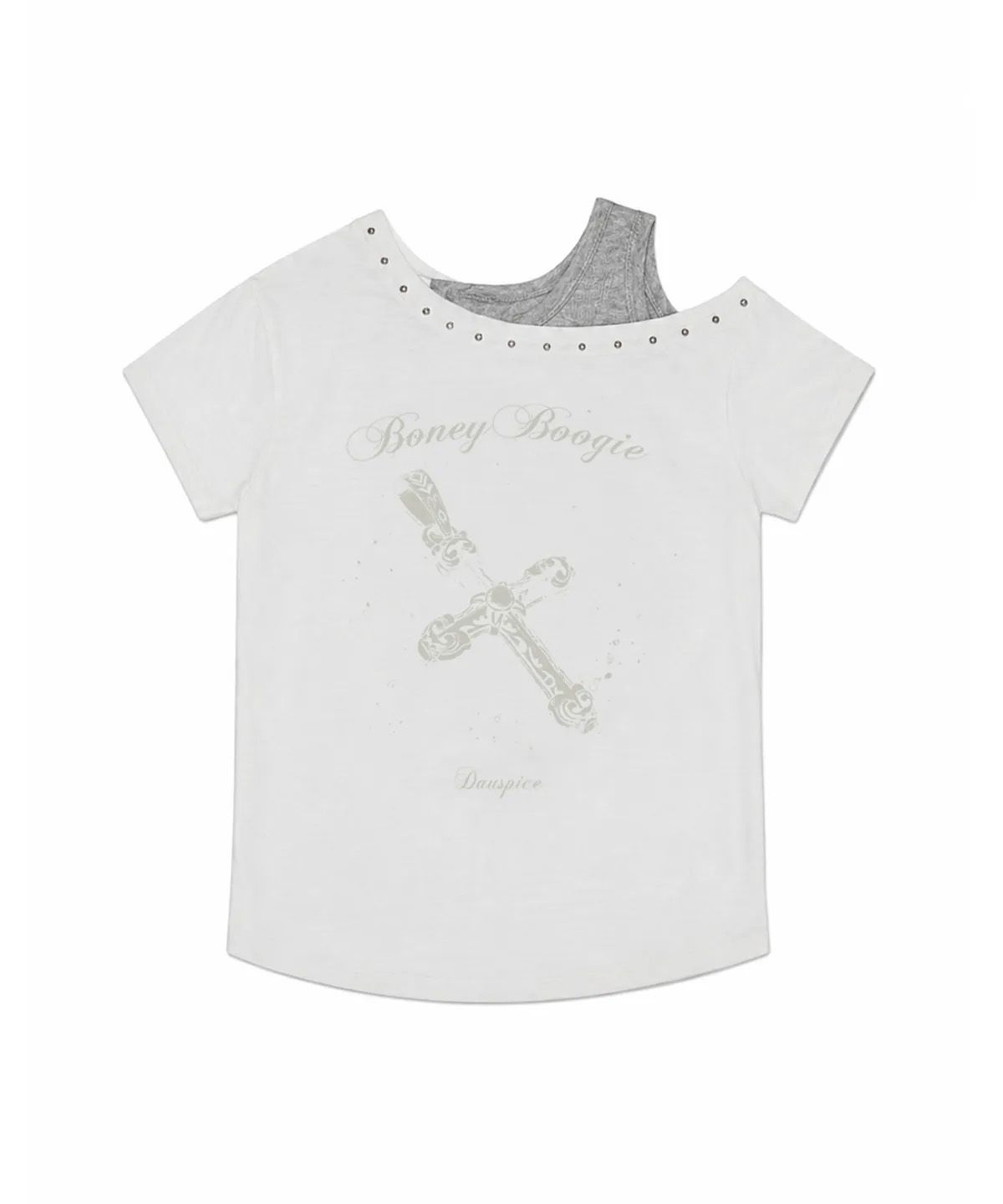 디오스피스(DAUSPICE) (DUC) BB Layered One-Shoulder T-Shirt White