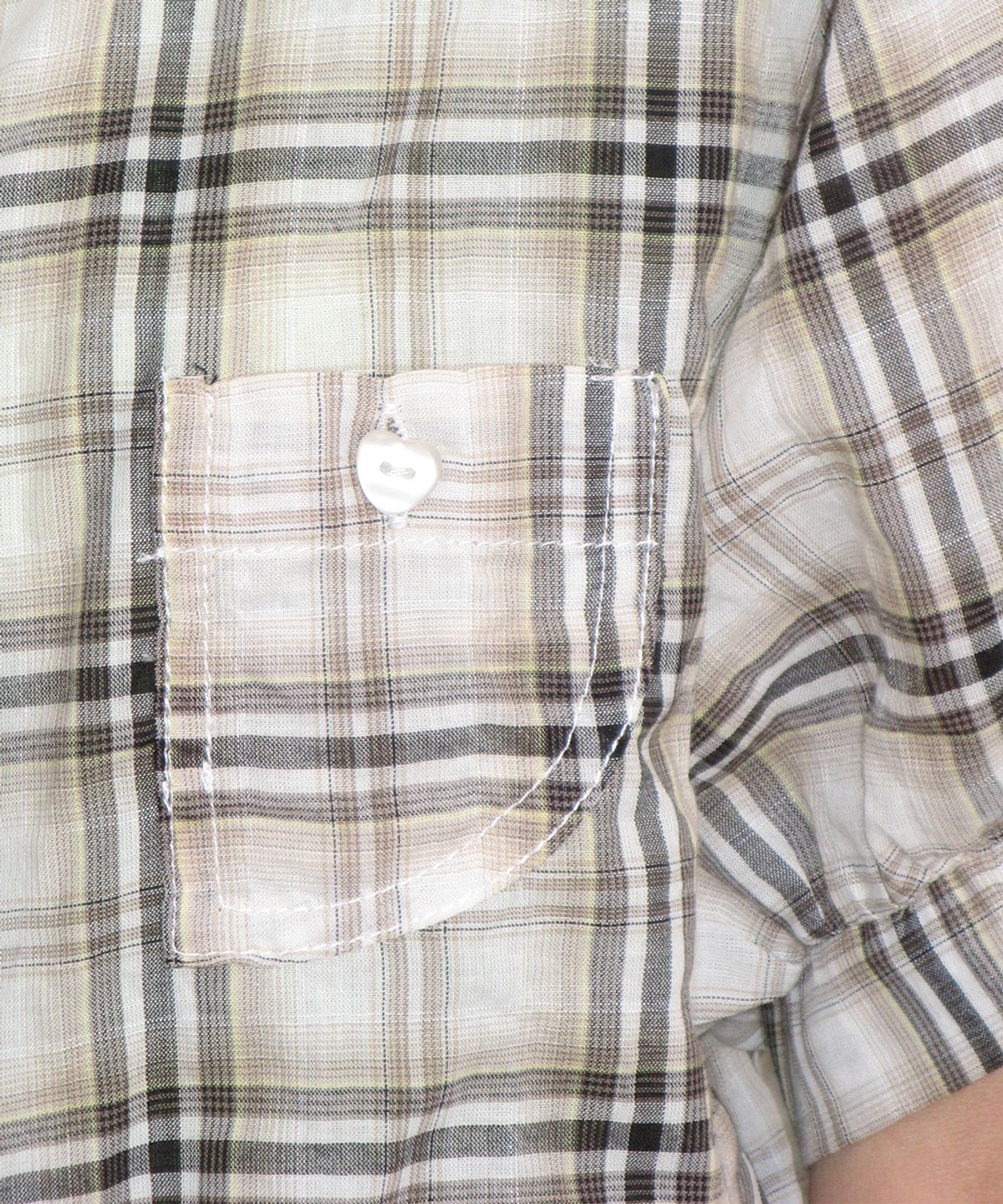 론론(RONRON) CHECK PUFF SLEEVE MINI DRESS BLOUSE BEIGE