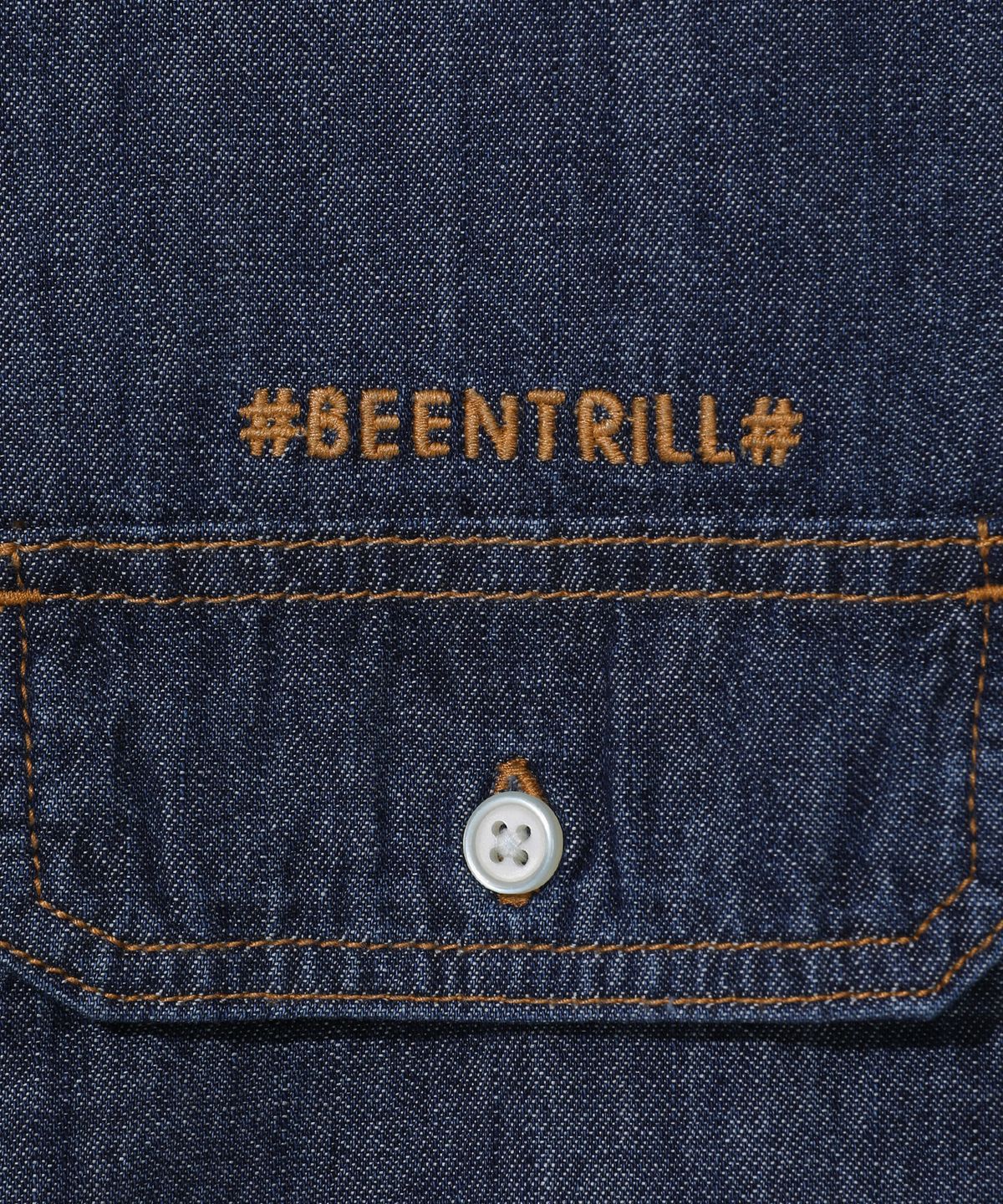 빈트릴(BEENTRILL) 에센셜 데님 반팔 셔츠(인디고)