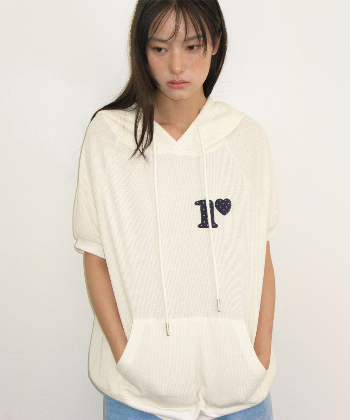 론론(RONRON) DOT R HALF SLEEVE HOODIE SOFT YELLOW
