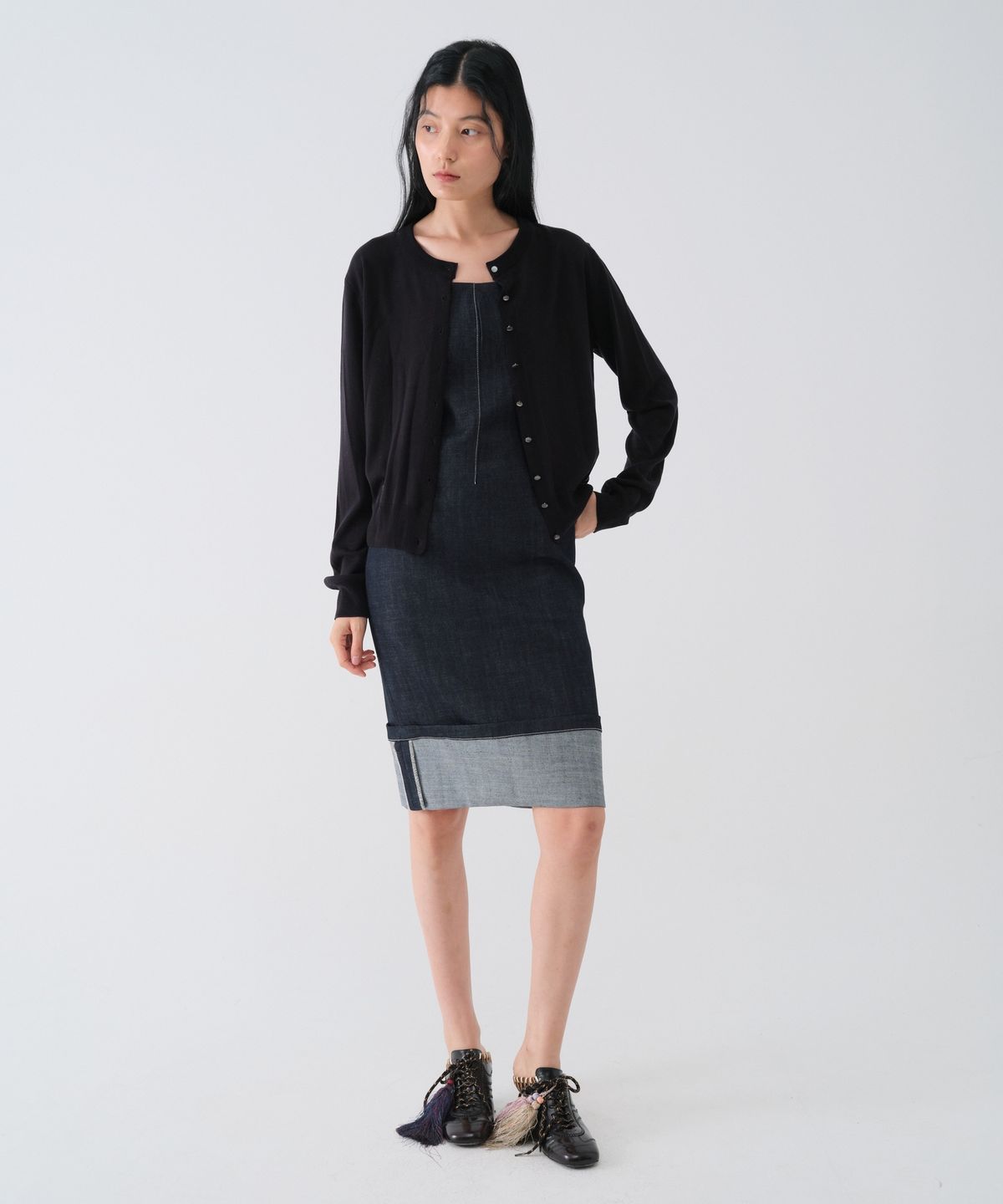 센토르(CENTAUR.KR) TURN-UP DENIM BUSTIER DRESS_BLUE
