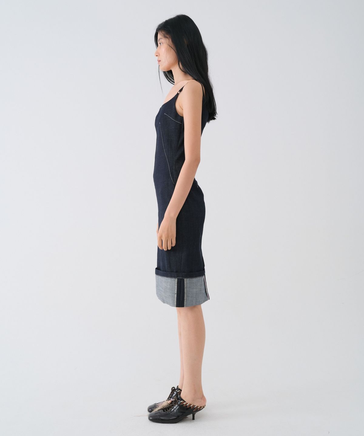 센토르(CENTAUR.KR) TURN-UP DENIM BUSTIER DRESS_BLUE