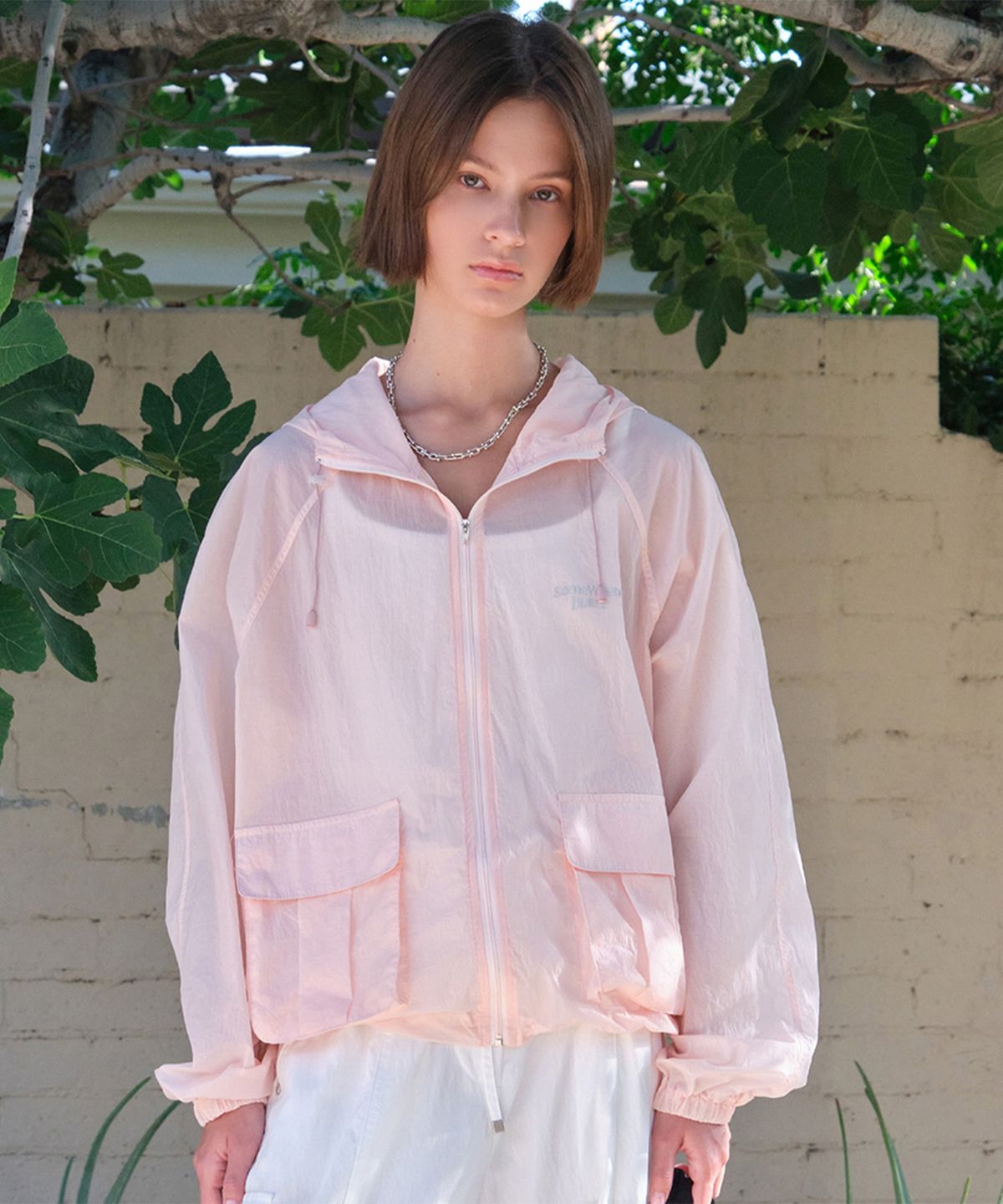 썸웨어버터(SOMEWHEREBUTTER) Aki Sheer Windbreaker - Light Pink