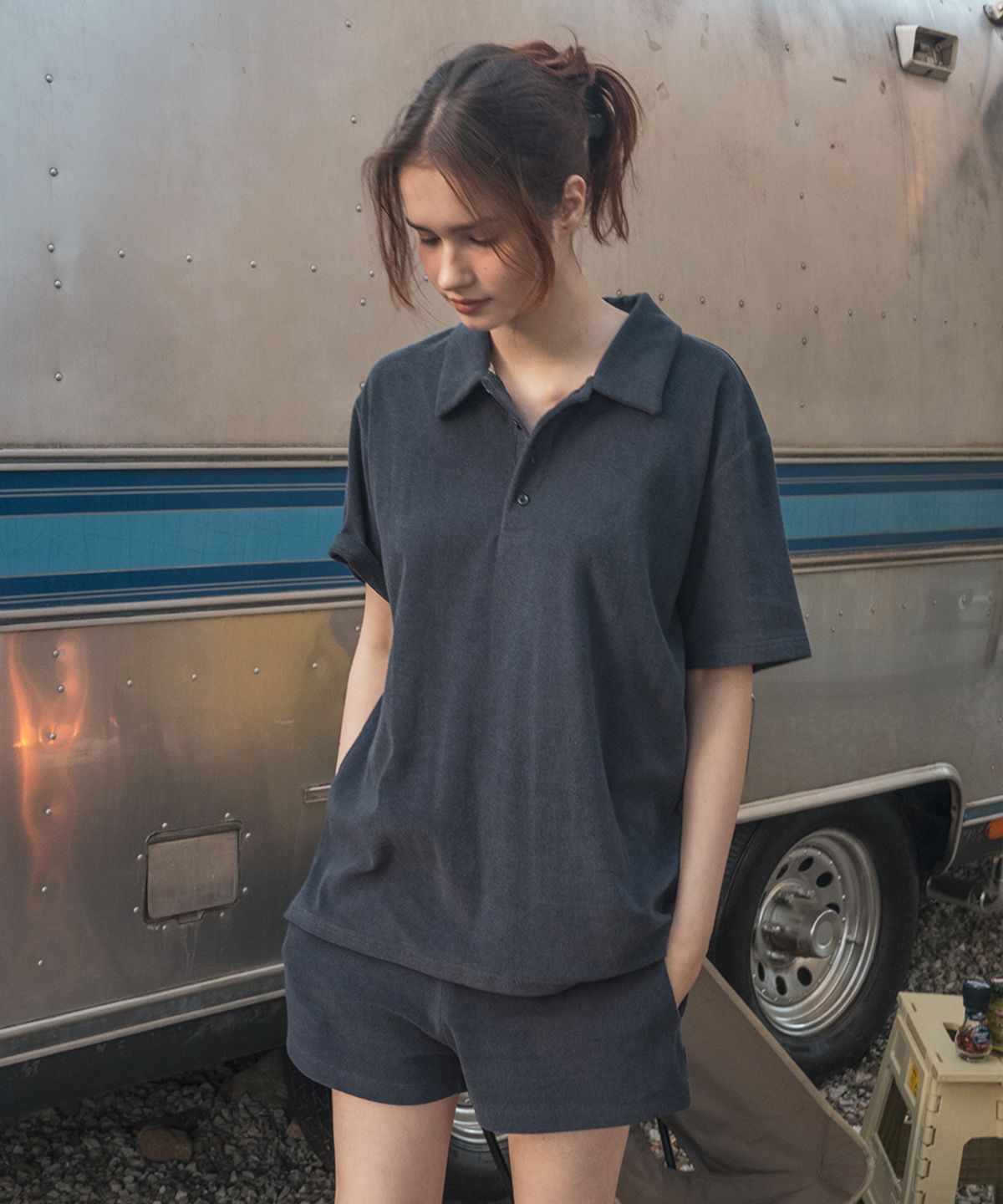 108파운드(108POUND) Terry Polo Shirt_Midnight Navy