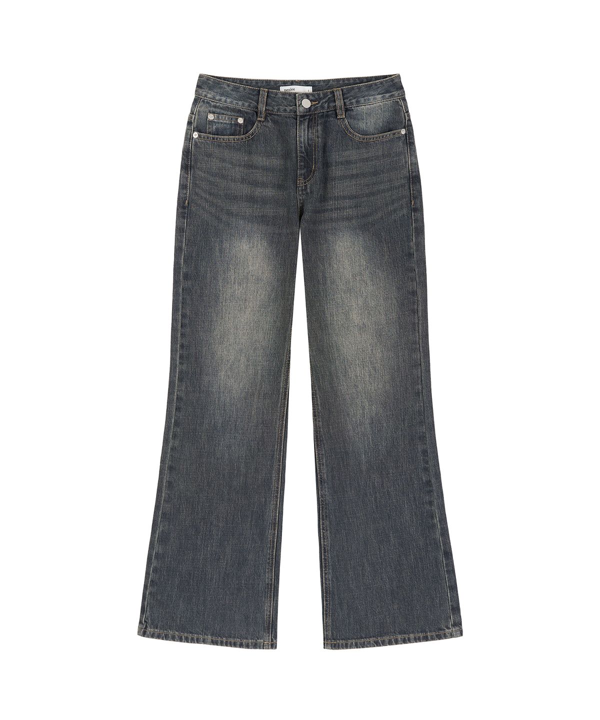 페플리(PEPLEE) Washed Denim Boots Cut Pants (Vintage Blue)