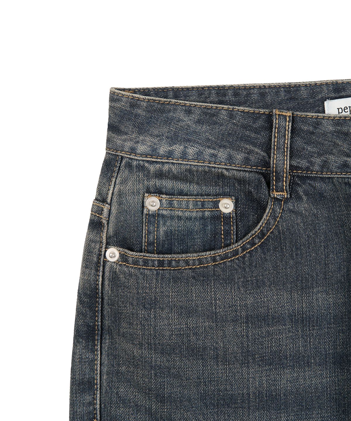 페플리(PEPLEE) Washed Denim Boots Cut Pants (Vintage Blue)