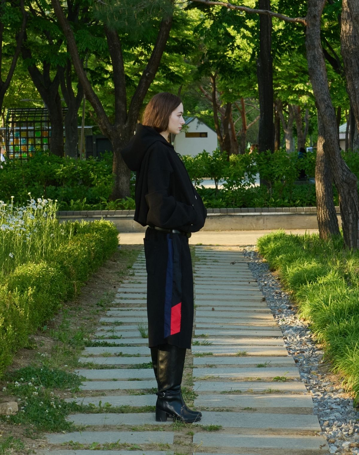 오디너리피플(ORDINARY PEOPLE) RE : Patchline Color Trackers Sweat Half Pants [BLACK]