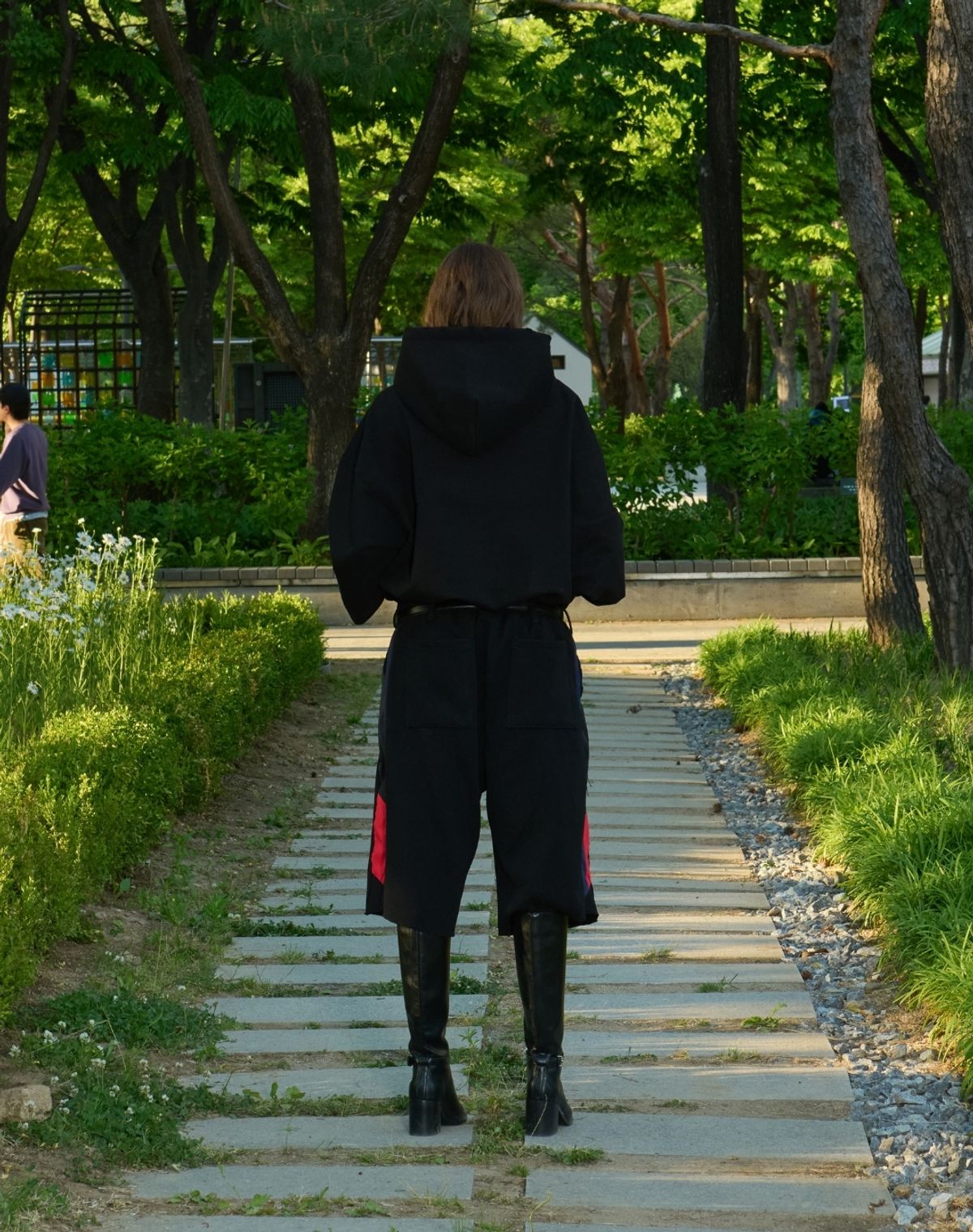 오디너리피플(ORDINARY PEOPLE) RE : Patchline Color Trackers Sweat Half Pants [BLACK]