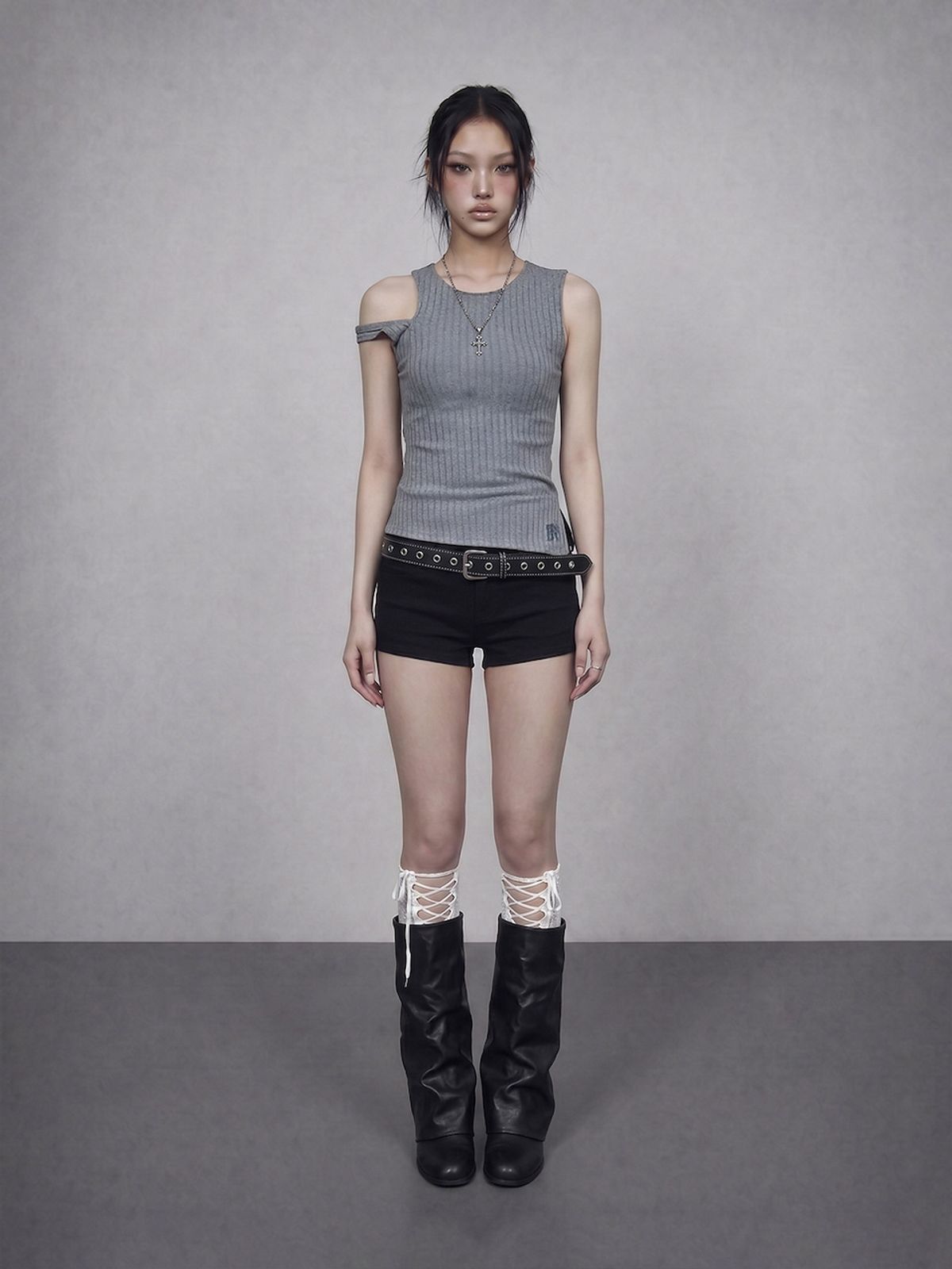 바운더리(BOUNDARY) GLAM RIBBED SLEEVELESS TEE-SHIRTS MG_B261MSM113