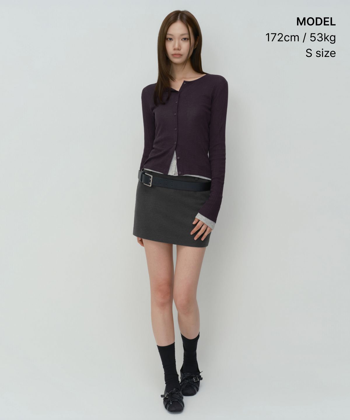 무신사 스탠다드 우먼(MUSINSA STANDARD WOMAN) 우먼즈 소프트 리브드 저지 가디건 [다크 퍼플]