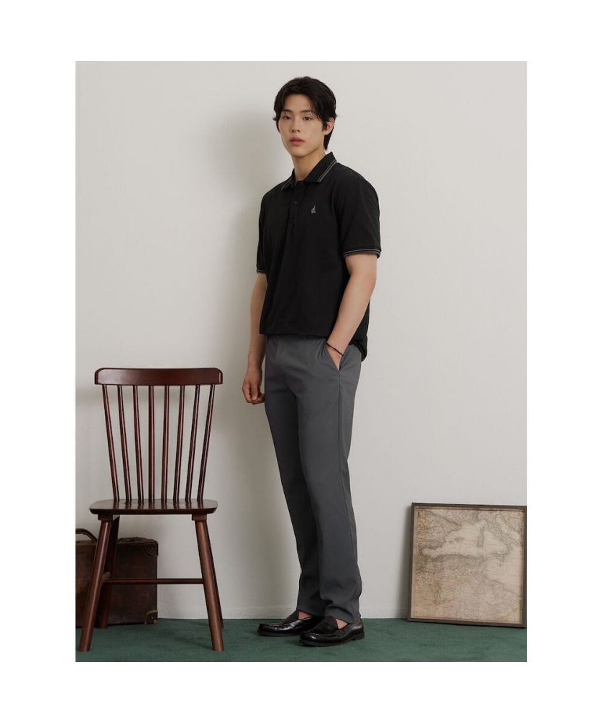 빈폴 멘(BEANPOLE MEN) PQ 티핑 칼라 반소매 티셔츠  블랙