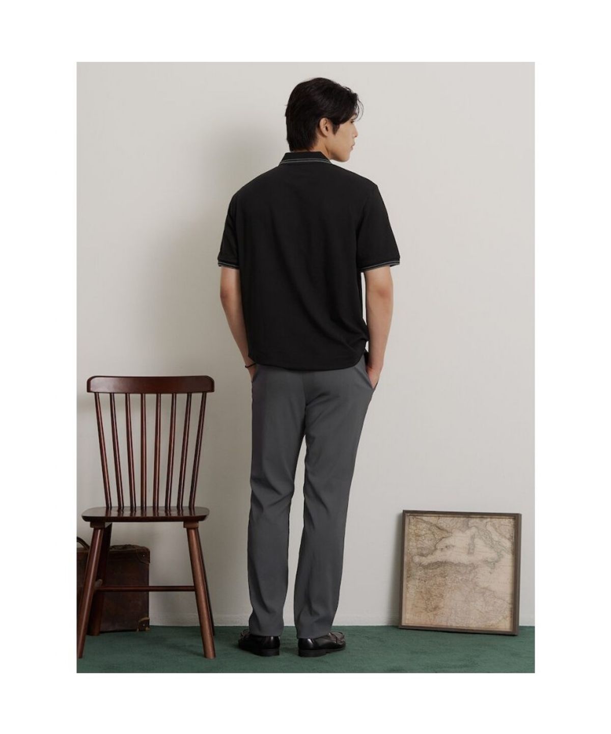 빈폴 멘(BEANPOLE MEN) PQ 티핑 칼라 반소매 티셔츠  블랙