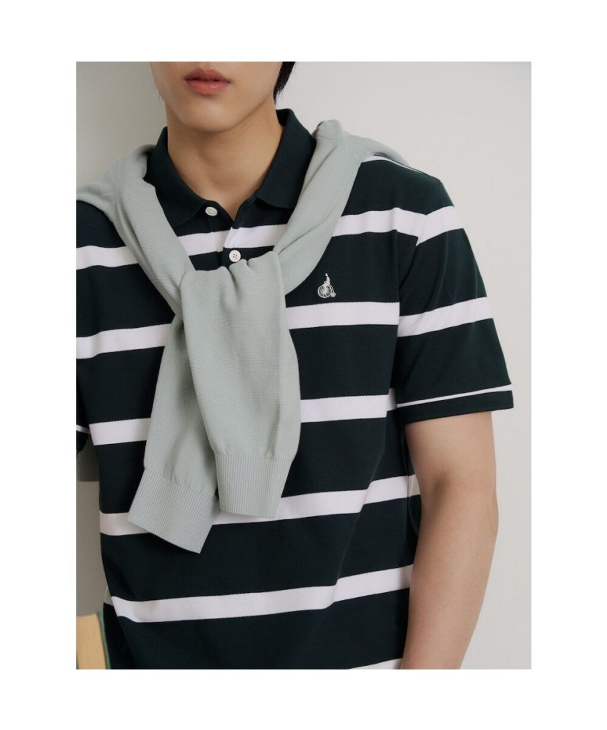 빈폴 멘(BEANPOLE MEN) 볼드 스트라이프 피케 티셔츠  그린