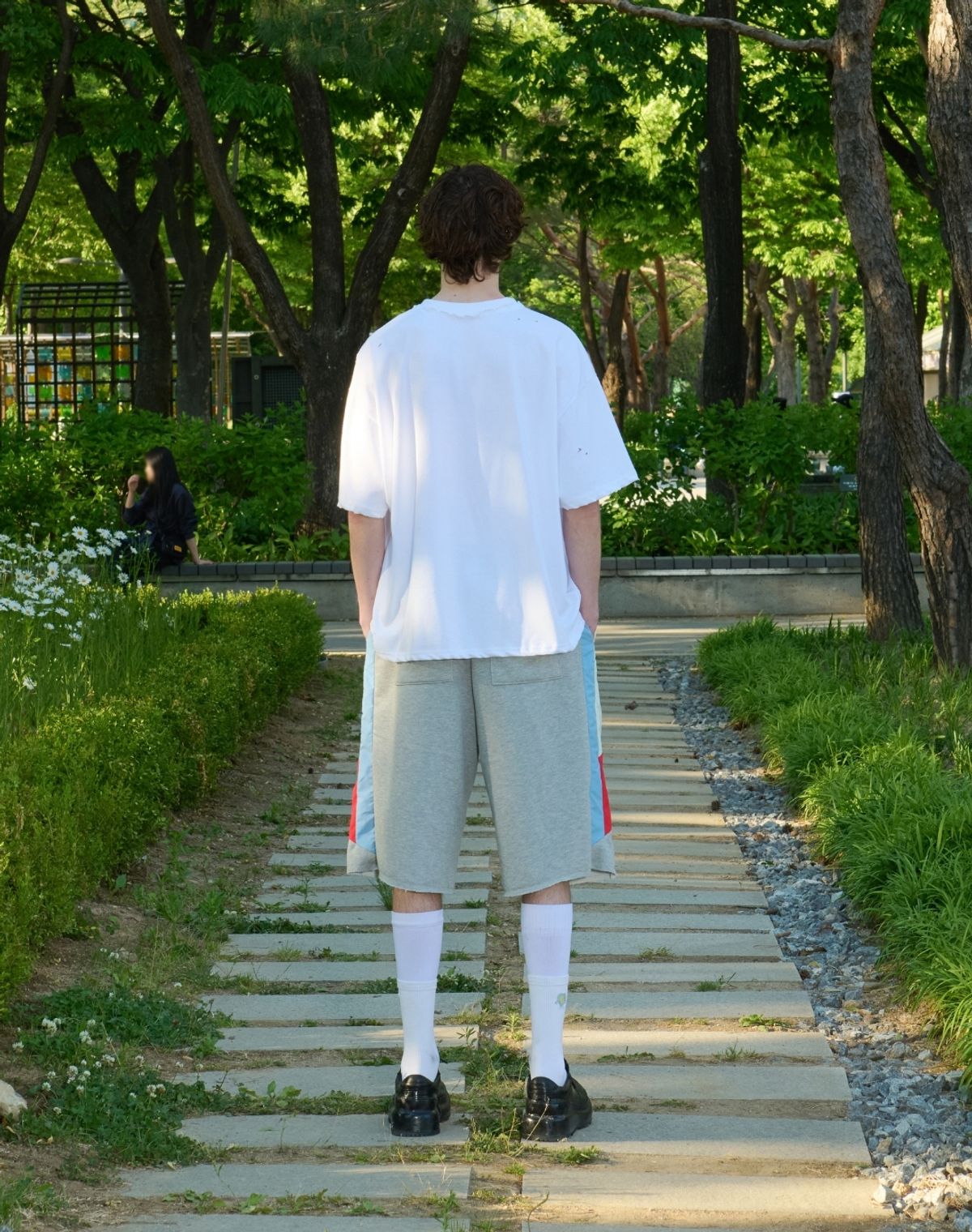 오디너리피플(ORDINARY PEOPLE) RE : Patchline Color Trackers Sweat Half Pants [GRAY]