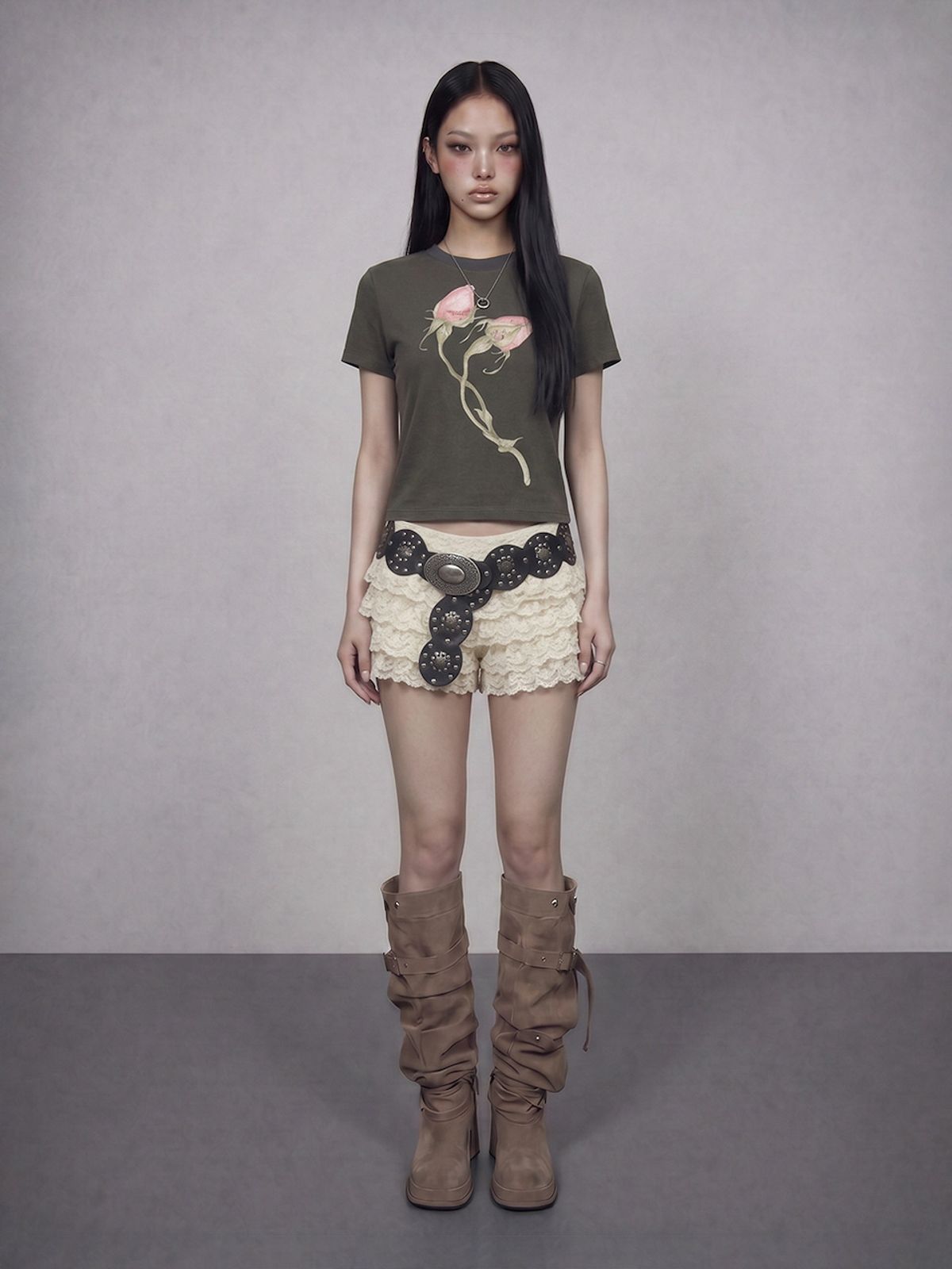 바운더리(BOUNDARY) GLAM FLOWER PRINTED TEE-SHIRTS DG_B261MSM118