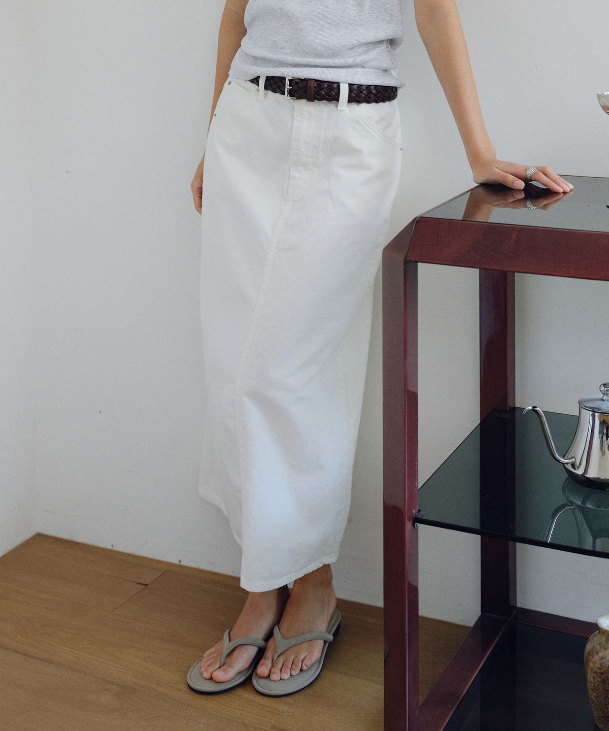 유라고(URAGO) Denim H-line long skirt