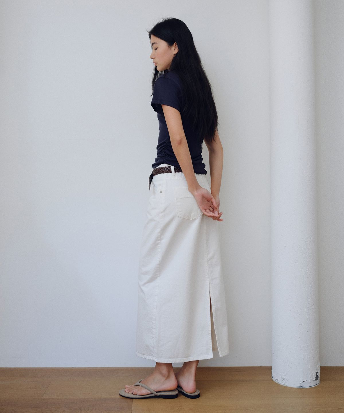 유라고(URAGO) Denim H-line long skirt