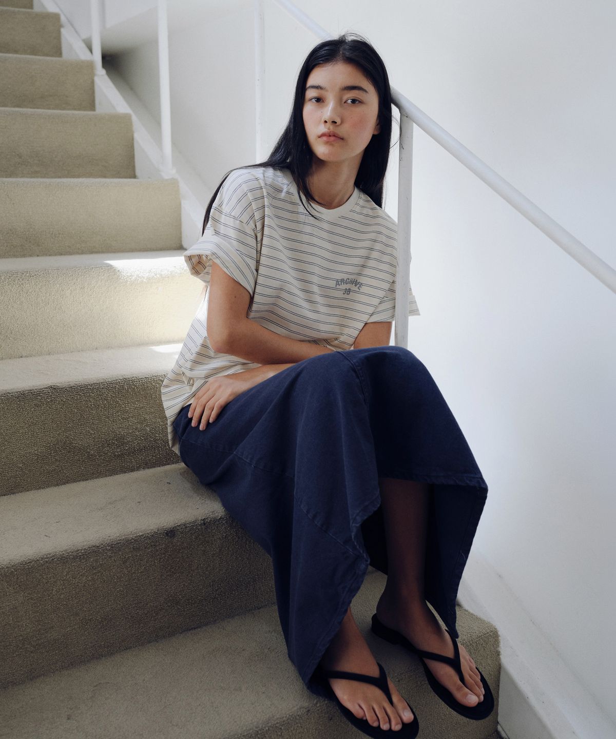 유라고(URAGO) Denim H-line long skirt