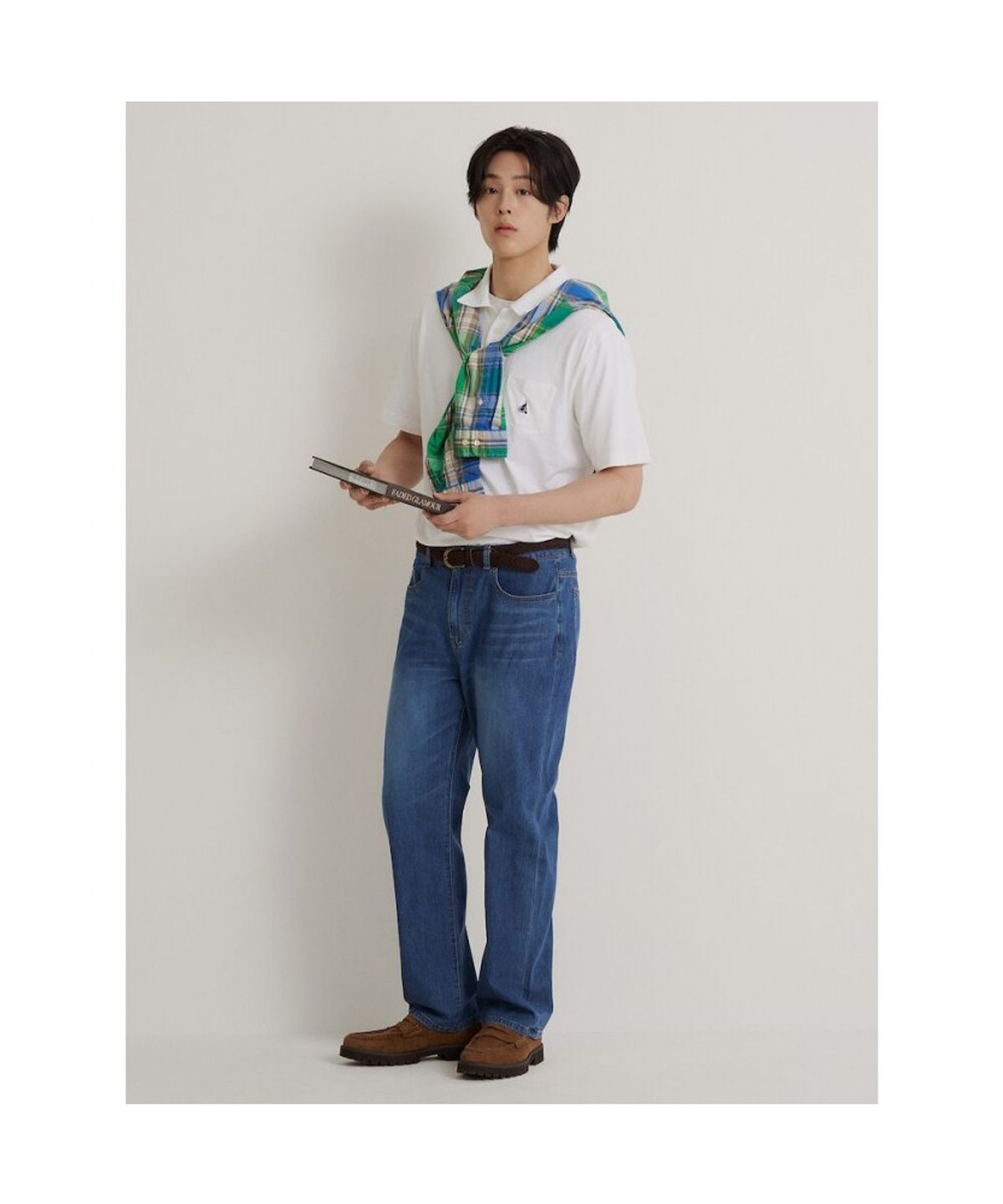빈폴 멘(BEANPOLE MEN) 코튼 리넨 오픈넥 티셔츠  화이트