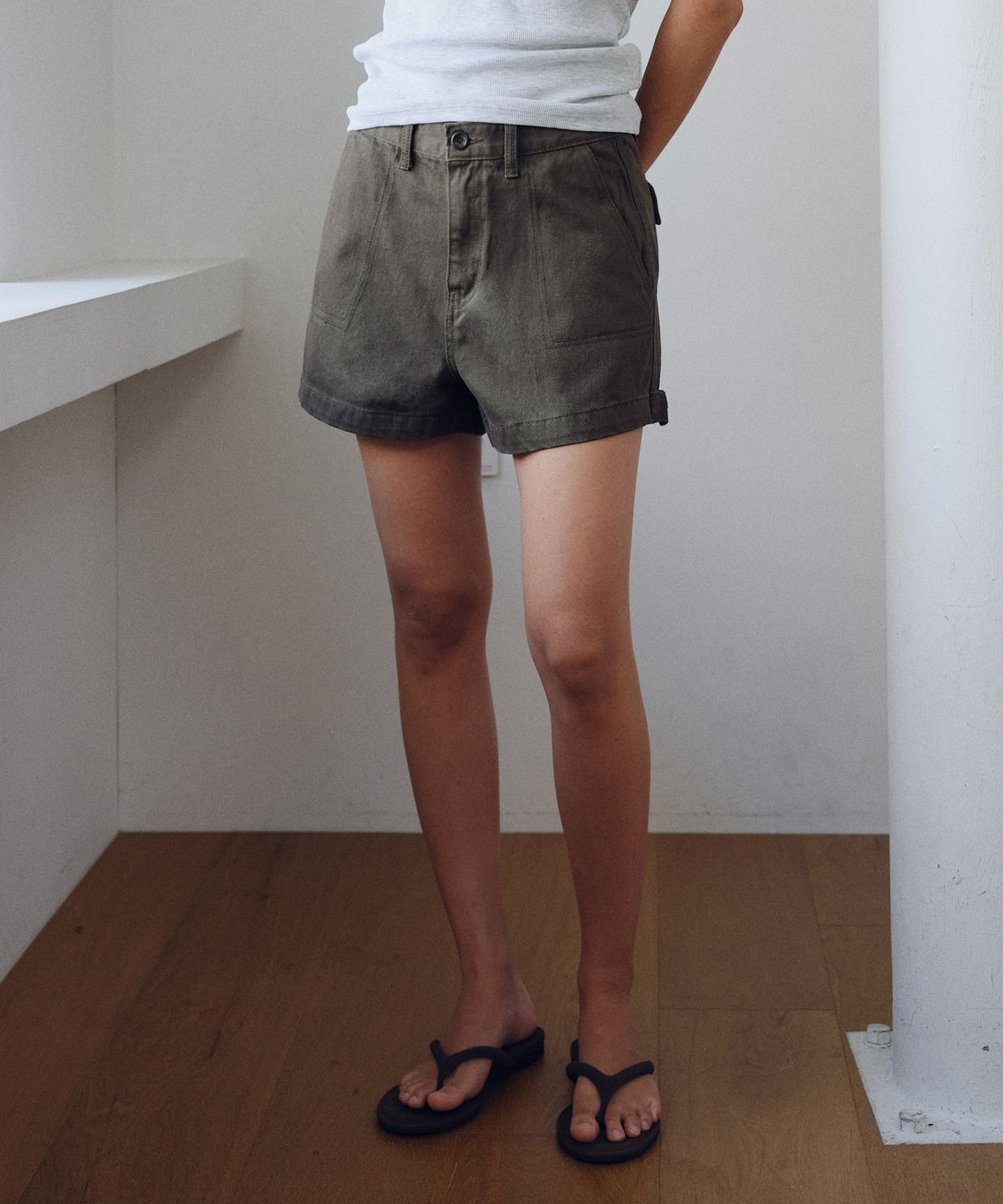 유라고(URAGO) Fatigue denim shorts