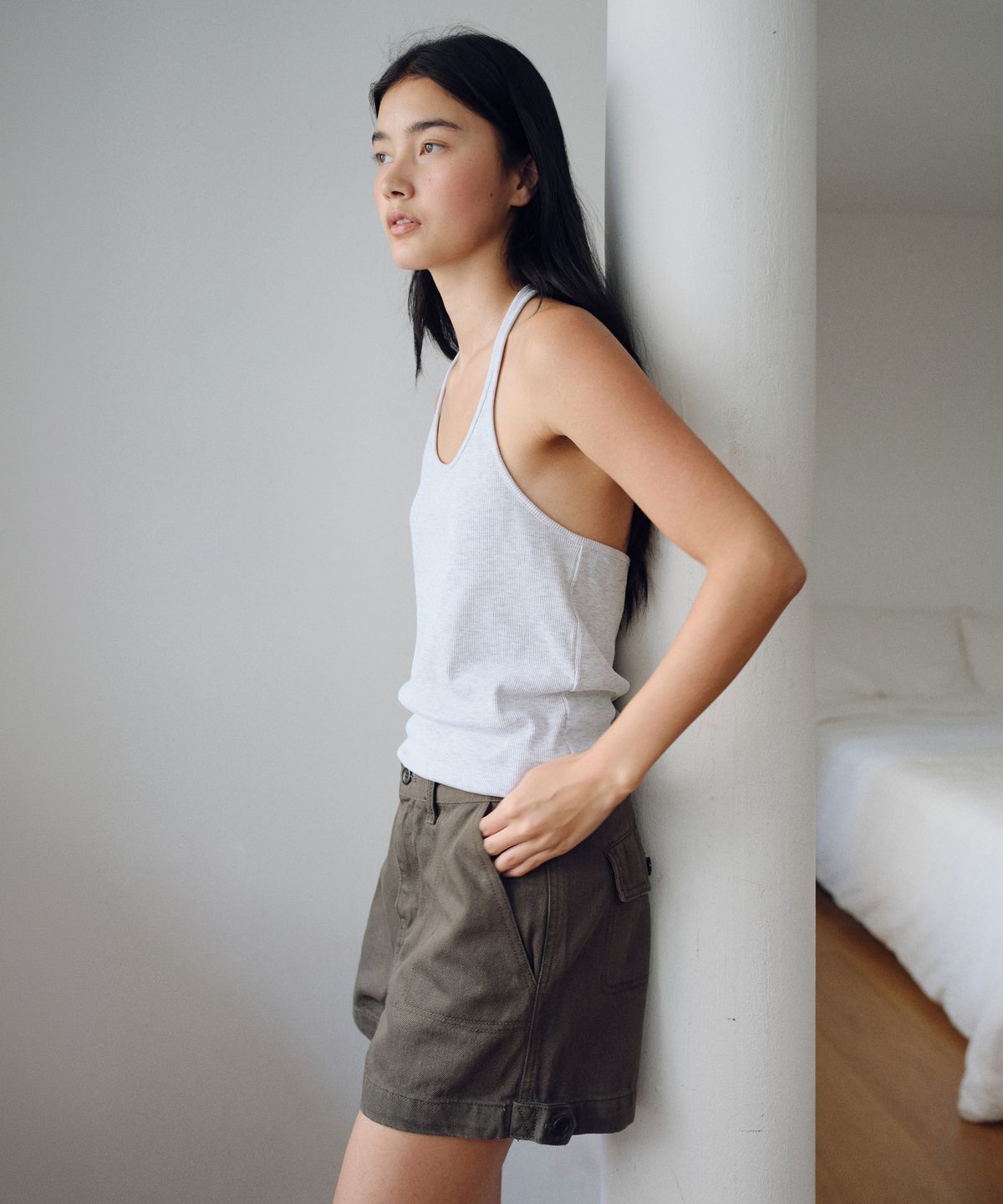 유라고(URAGO) Fatigue denim shorts