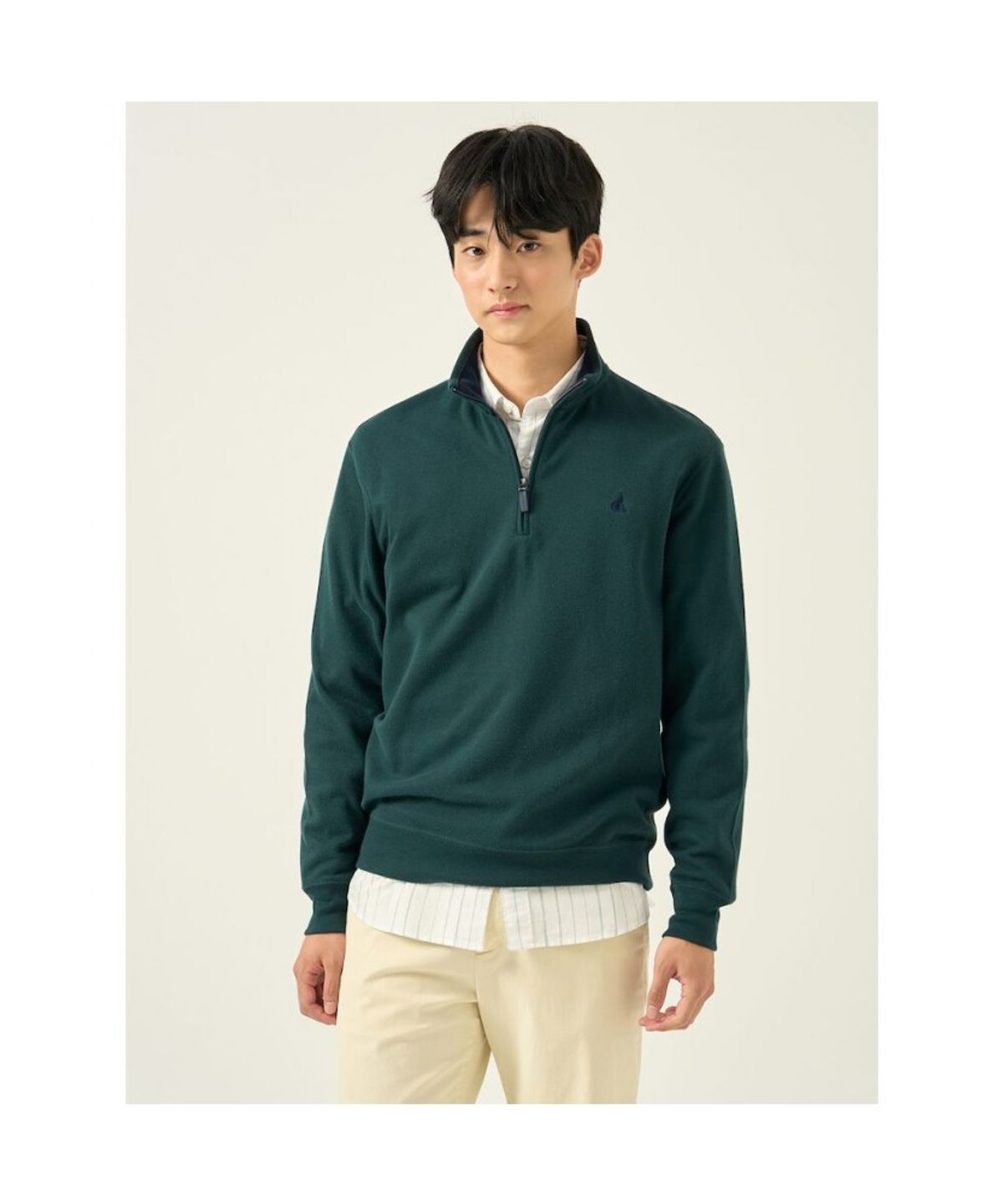 빈폴 멘(BEANPOLE MEN) 클래식 소프트 코튼 쿼터집 티셔츠  그린