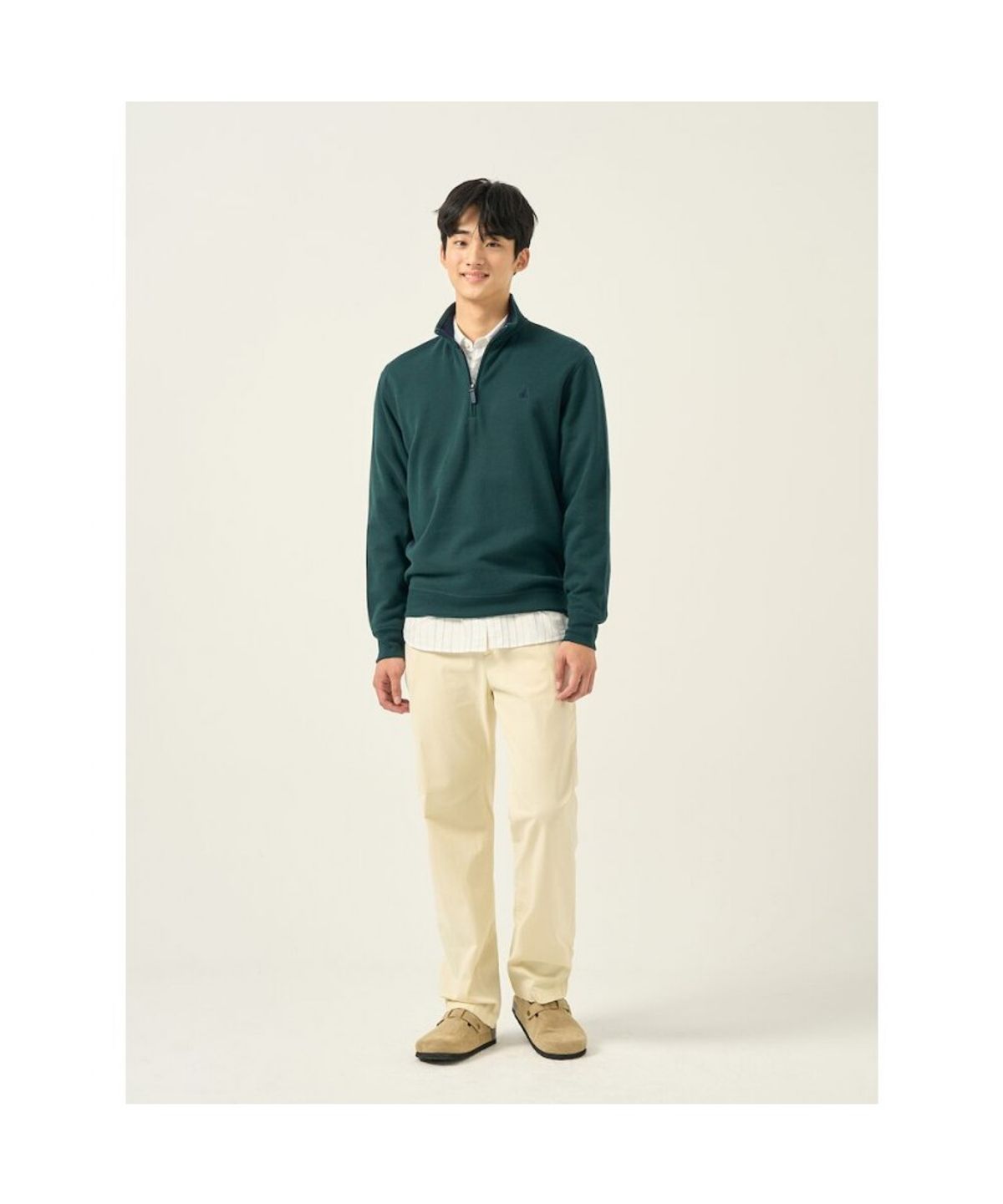 빈폴 멘(BEANPOLE MEN) 클래식 소프트 코튼 쿼터집 티셔츠  그린