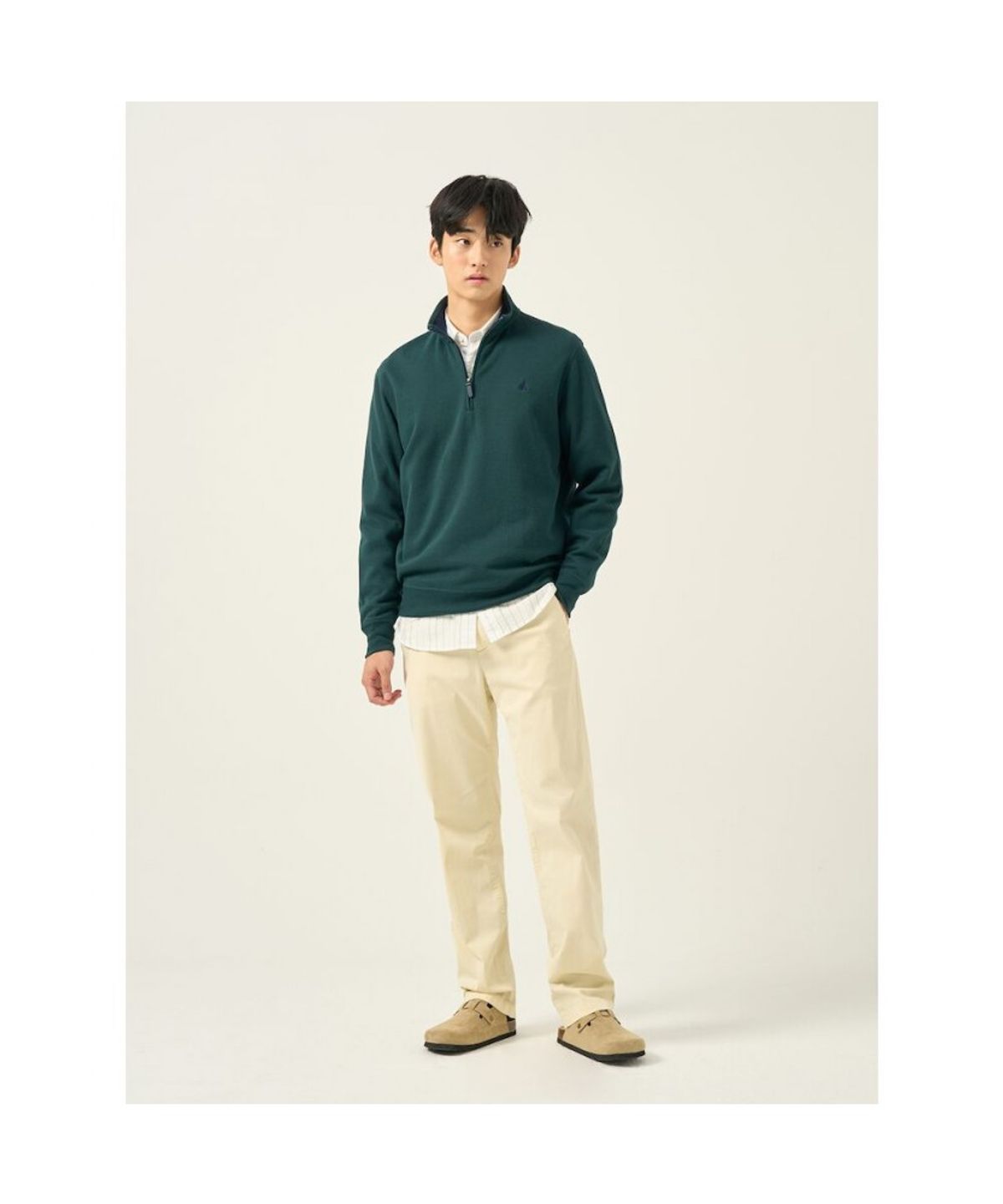 빈폴 멘(BEANPOLE MEN) 클래식 소프트 코튼 쿼터집 티셔츠  그린
