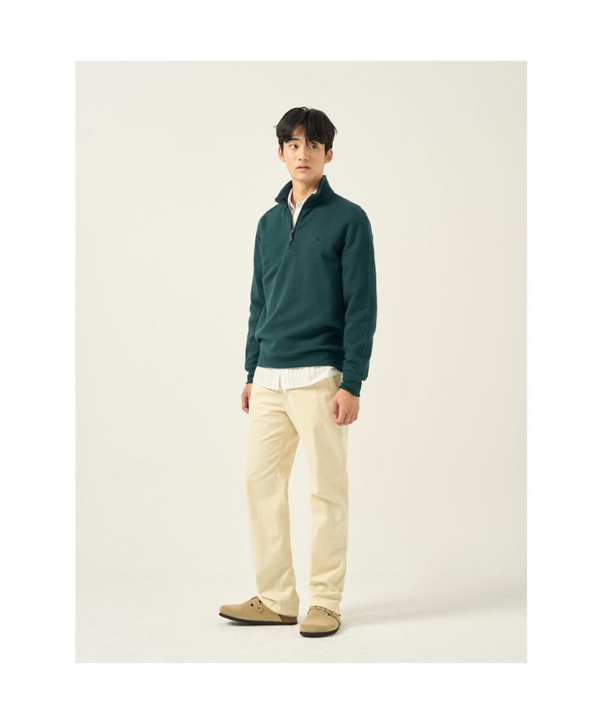 빈폴 멘(BEANPOLE MEN) 클래식 소프트 코튼 쿼터집 티셔츠  그린
