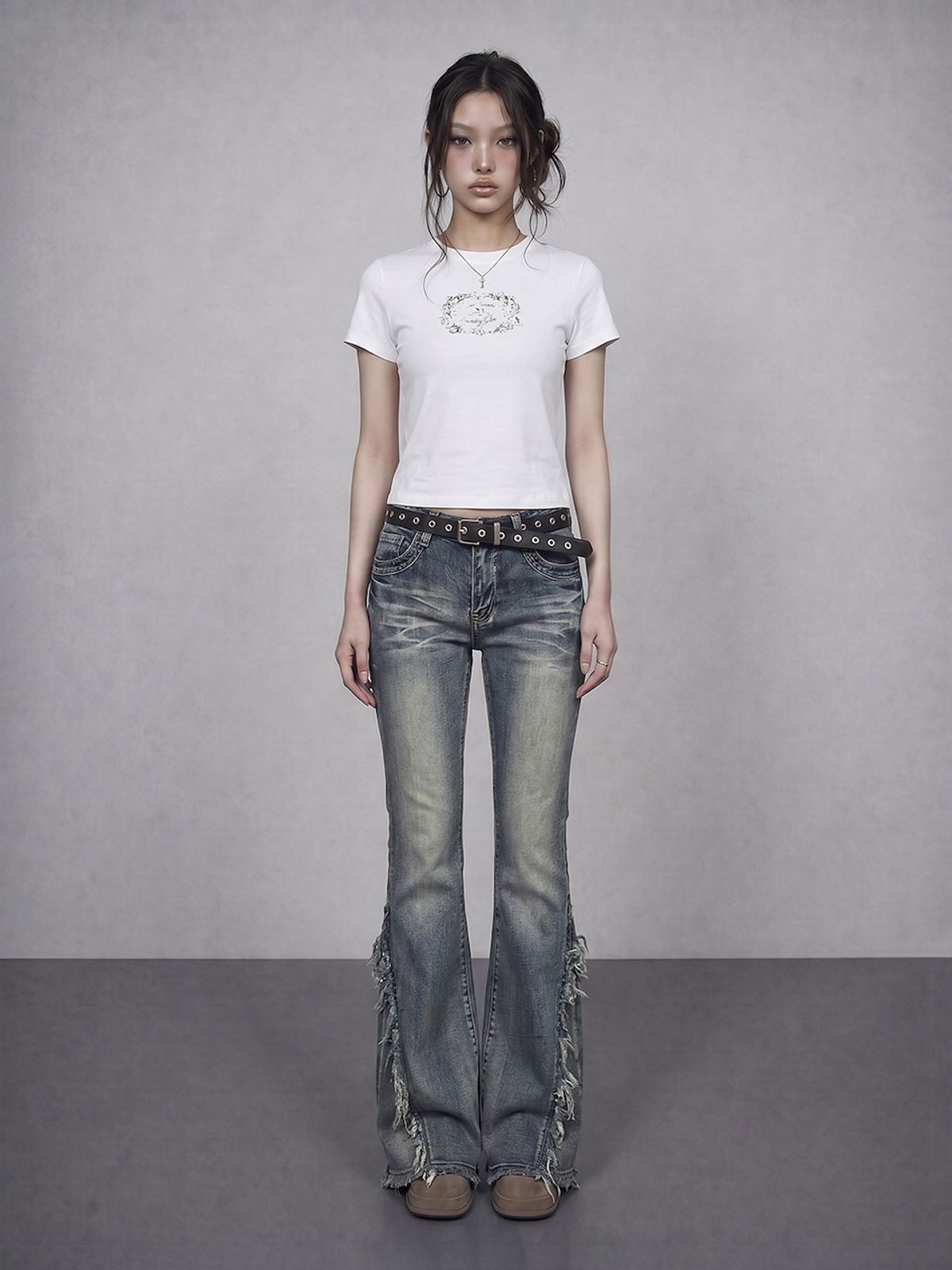 바운더리(BOUNDARY) GLAM PRINTED SLIM TEE-SHIRTS WH_B261MSM115
