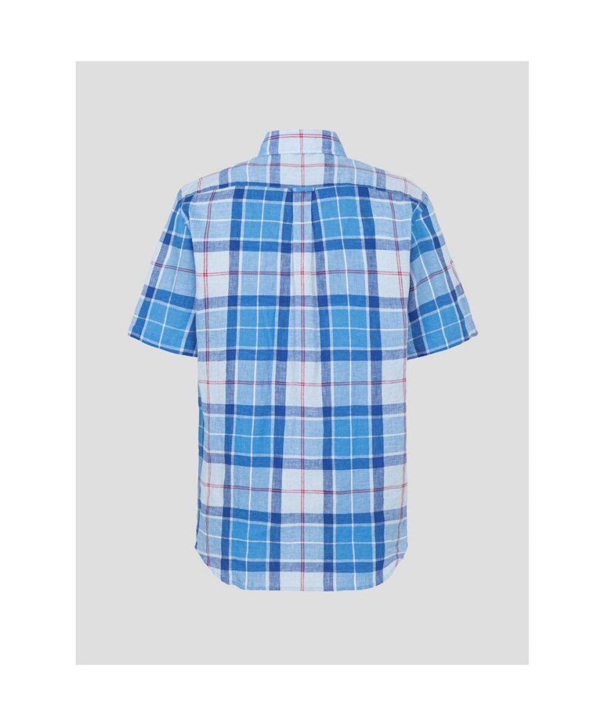 빈폴 멘(BEANPOLE MEN) 리넨 빅체크 반소매 셔츠  블루