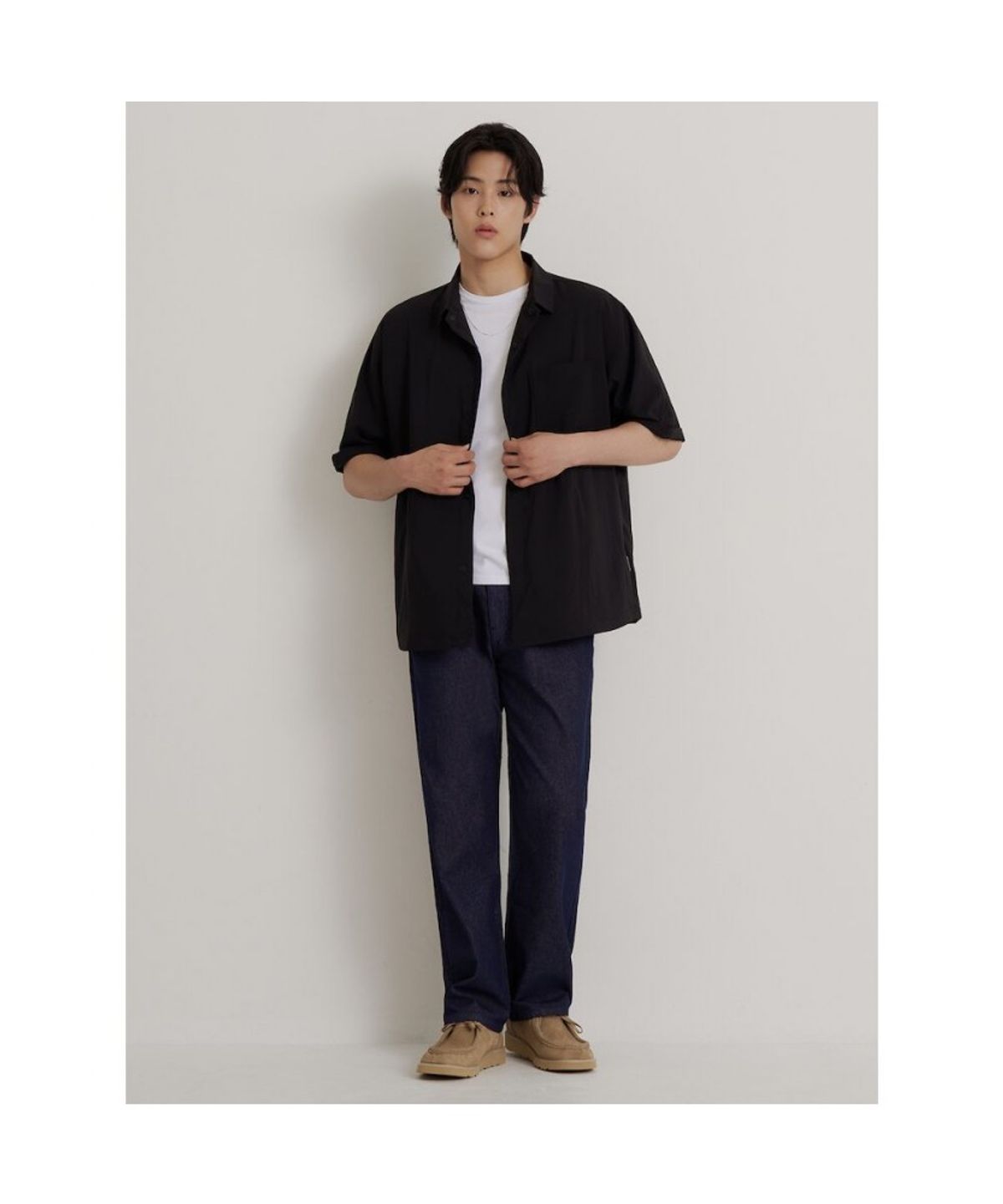 빈폴 멘(BEANPOLE MEN) 아우터형 반소매 셔츠  블랙