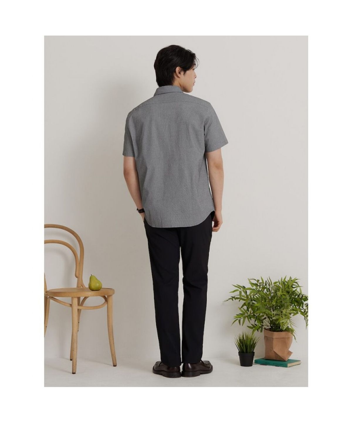 빈폴 멘(BEANPOLE MEN) 시어서커 하운드투스 반소매 셔츠  블랙