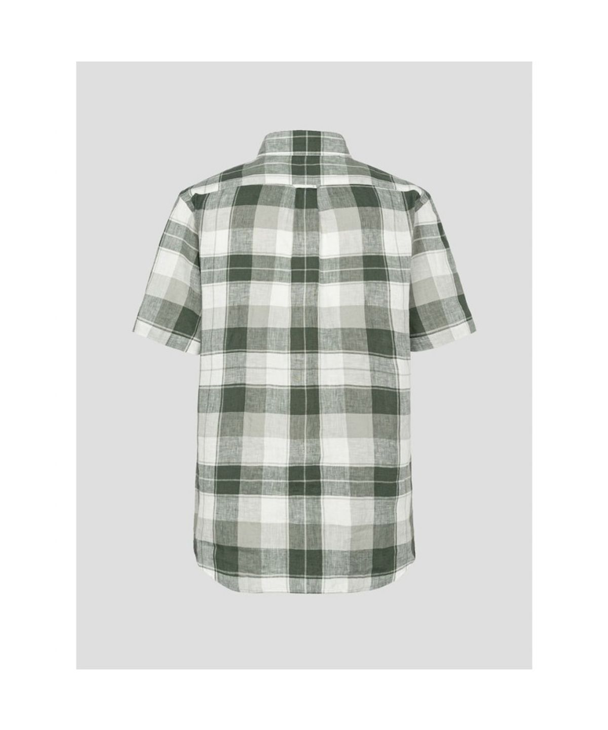빈폴 멘(BEANPOLE MEN) 리넨 미디엄 체크 반소매 셔츠  카키