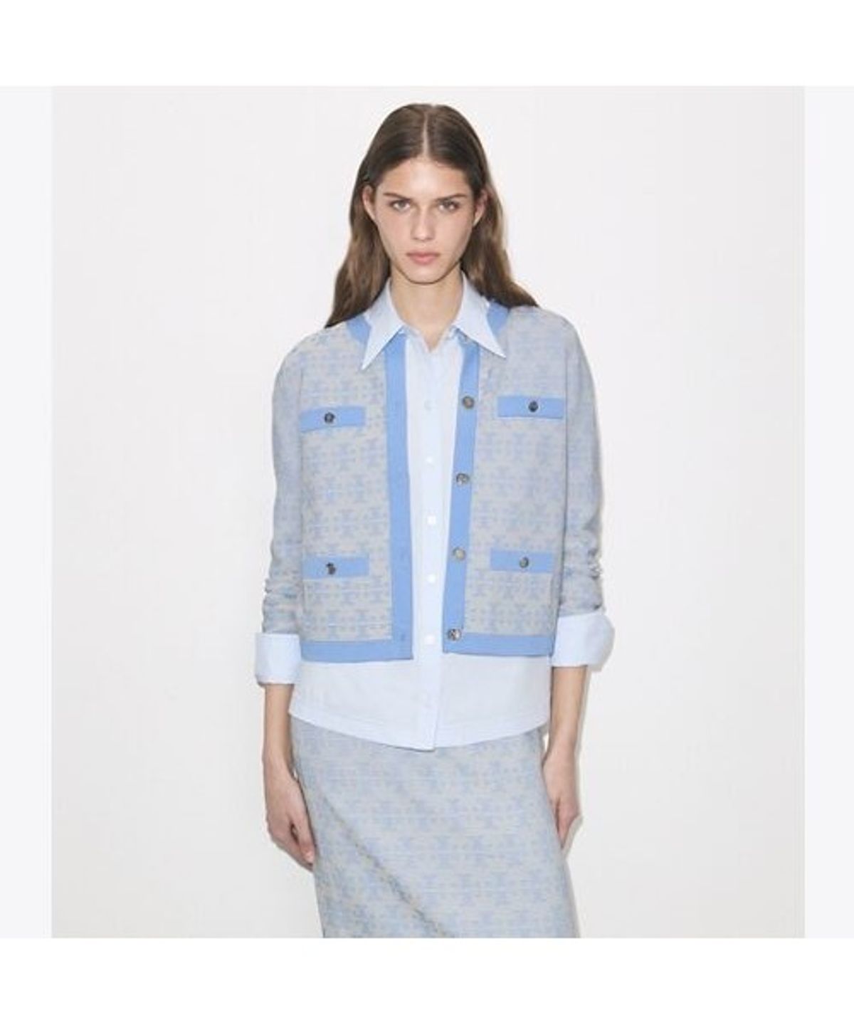 토리버치(TORYBURCH) 켄드라 비스코스 가디건 - 바닐라 / 블루