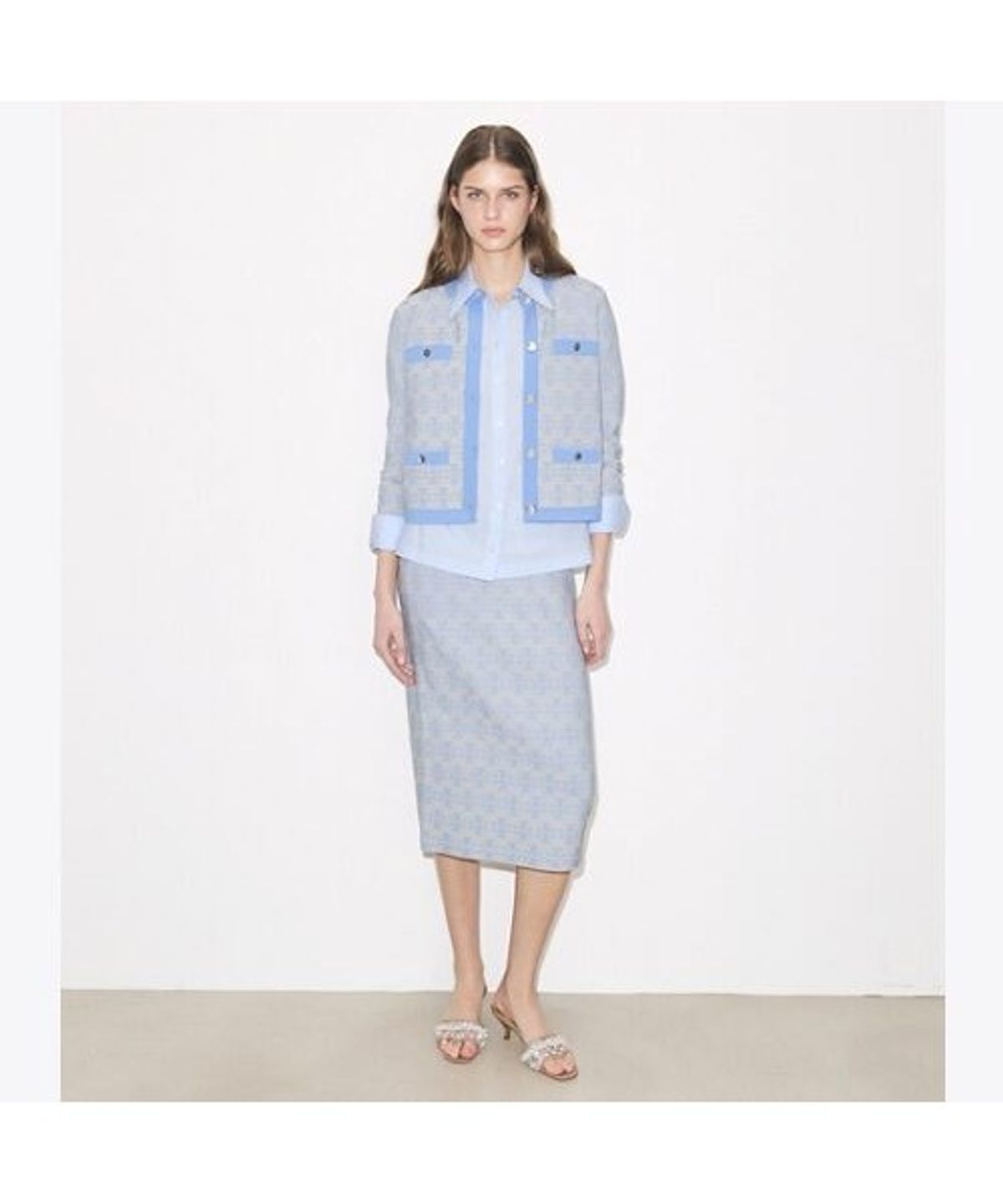 토리버치(TORYBURCH) 켄드라 비스코스 가디건 - 바닐라 / 블루