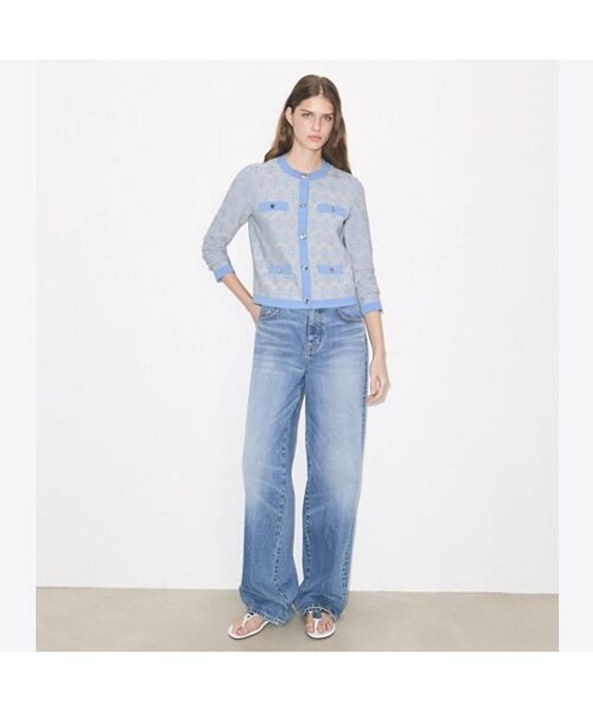 토리버치(TORYBURCH) 켄드라 비스코스 가디건 - 바닐라 / 블루