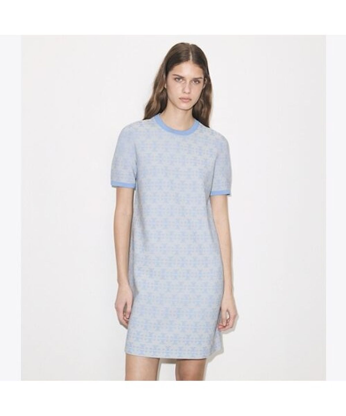 토리버치(TORYBURCH) 비스코스 크루넥 드레스 - 바닐라 / 블루