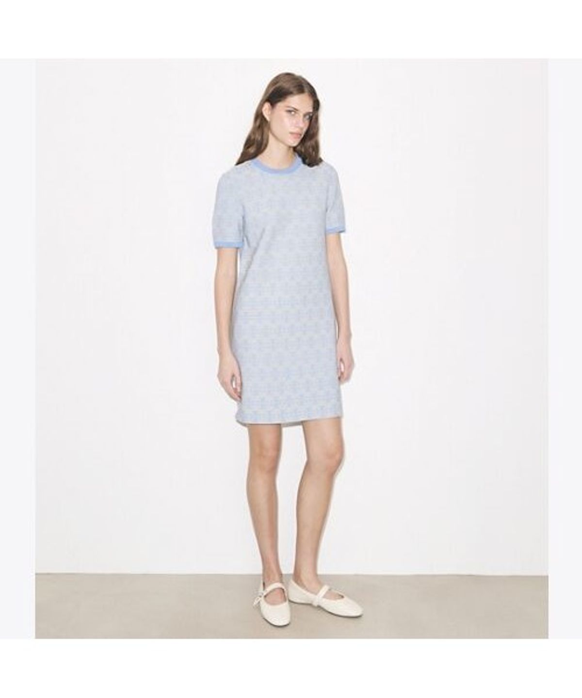 토리버치(TORYBURCH) 비스코스 크루넥 드레스 - 바닐라 / 블루