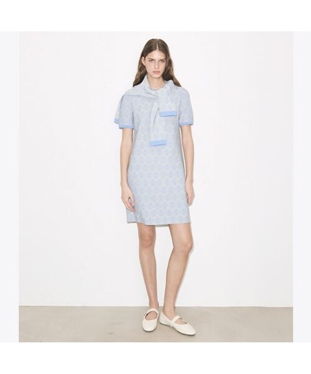 토리버치(TORYBURCH) 비스코스 크루넥 드레스 - 바닐라 / 블루