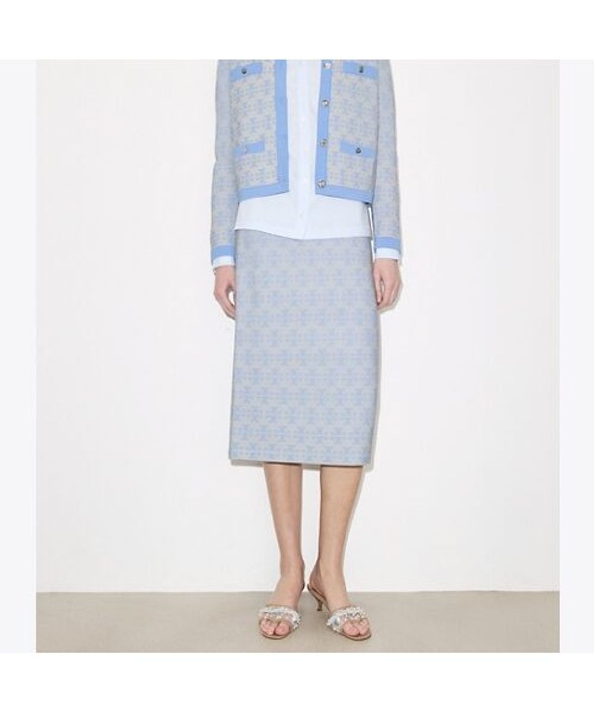 토리버치(TORYBURCH) 비스코스 스커트 - 바닐라 / 블루
