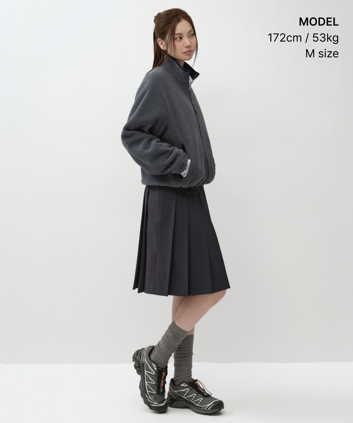 무신사 스탠다드 우먼(MUSINSA STANDARD WOMAN) 우먼즈 폴라 플리스 하이 넥 재킷 [그레이]