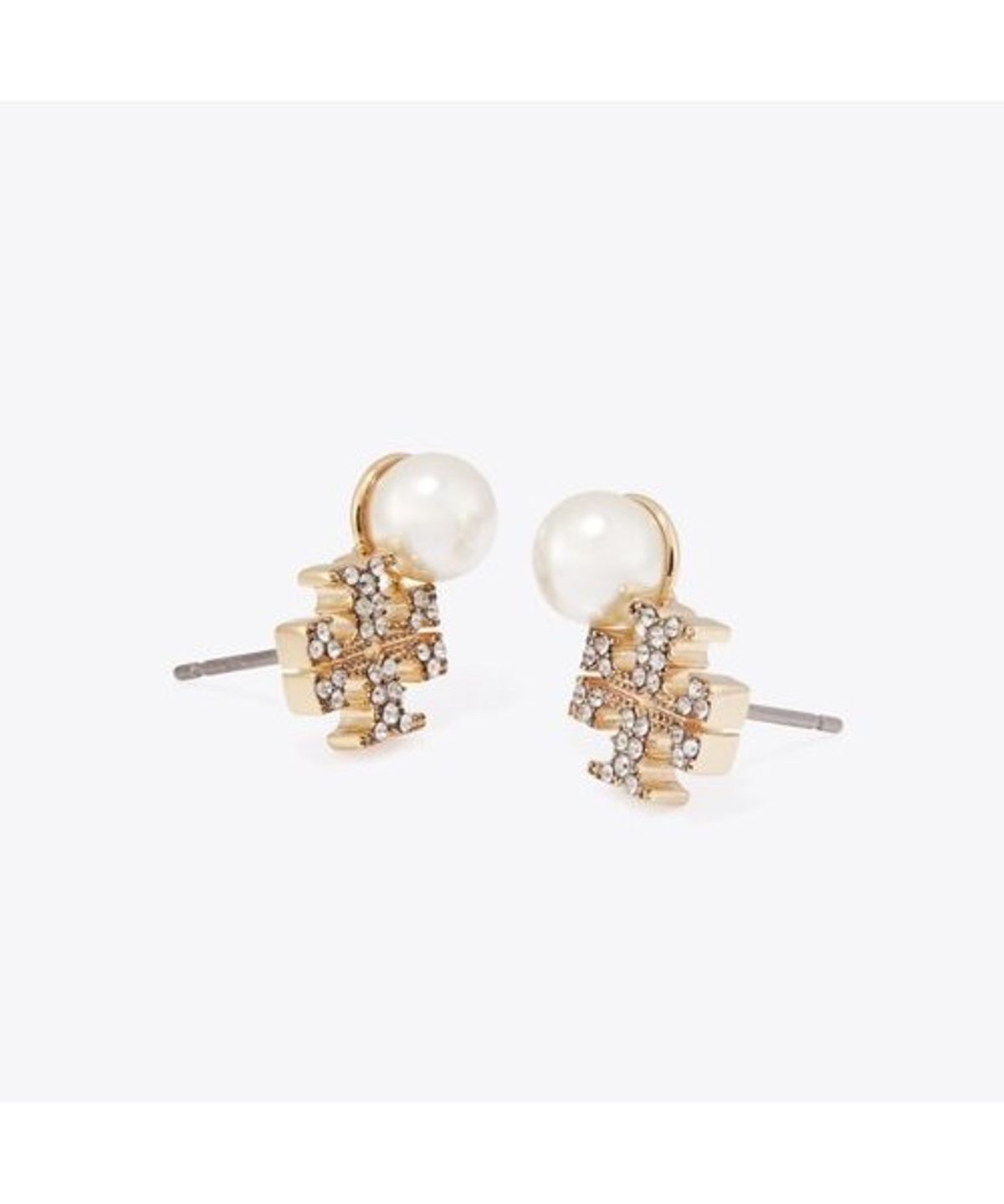 토리버치(TORYBURCH) 문댄스 로고 앤 펄 스터드 이어링 - 토리 골드 / 펄 / 크리스탈