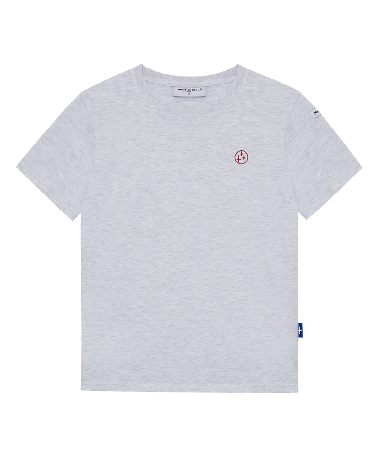 누프에블루(NEUFETBLEU) NEB round logo half tee (white melange)