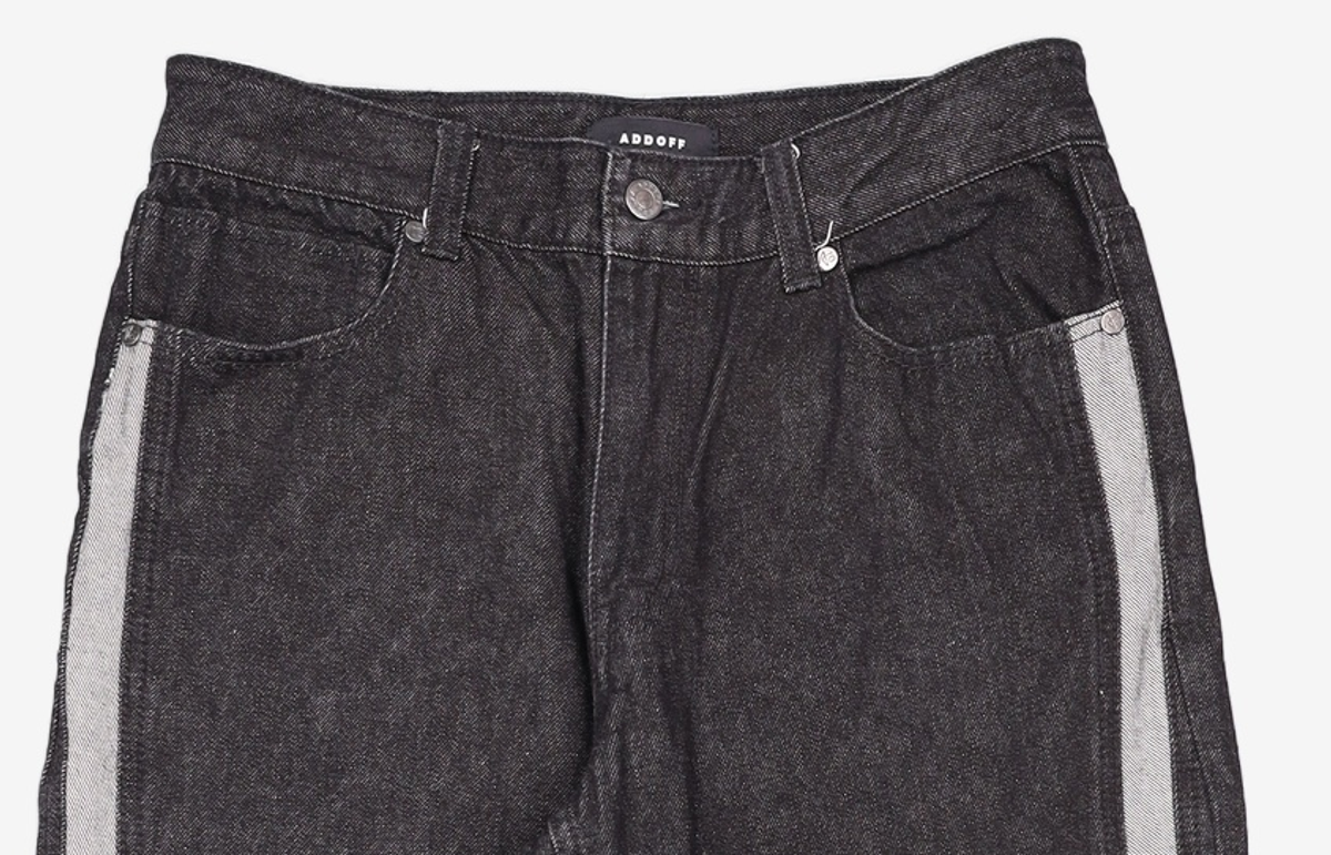 애드오프(ADDOFF) WAVE CURL LINE WIDE DENIM PANTS BLACK 50