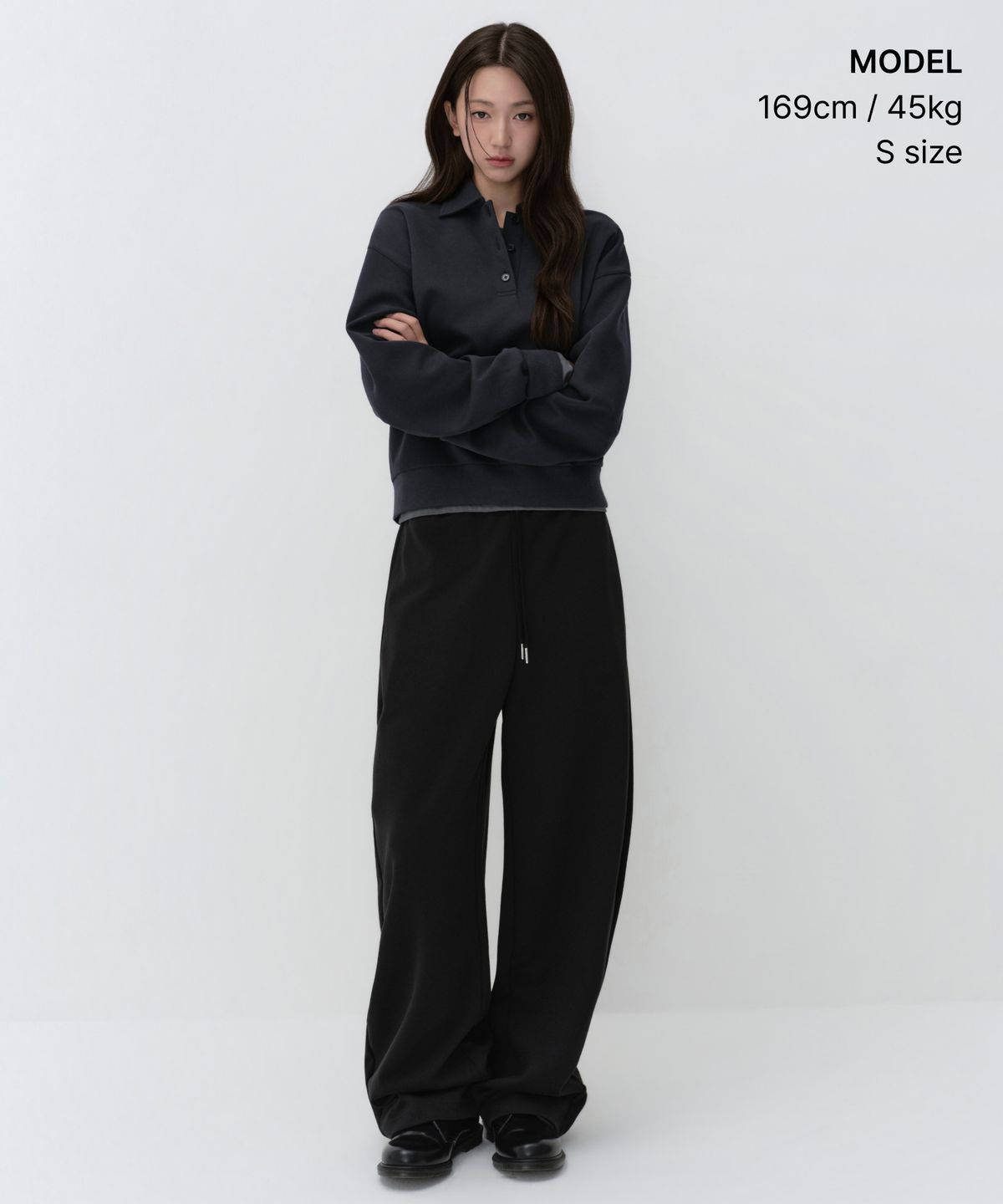 무신사 스탠다드 우먼(MUSINSA STANDARD WOMAN) 우먼즈 더블 니트 칼라드 스웨트셔츠 [다크 네이비]