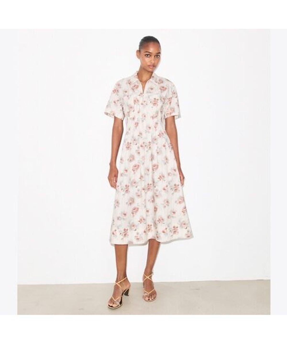 토리버치(TORYBURCH) 포플린 플리츠 웨이스트 드레스 - 핑크 로즈