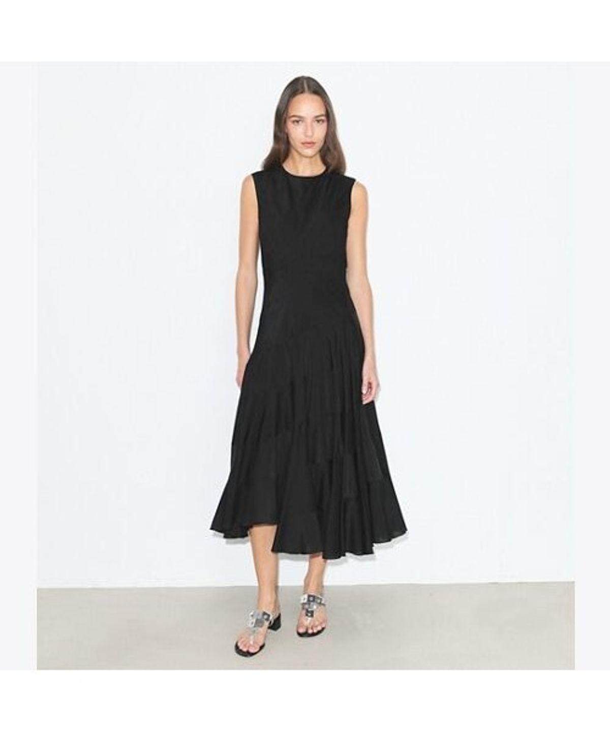 토리버치(TORYBURCH) 플레어 코튼 실크 드레스 - 블랙