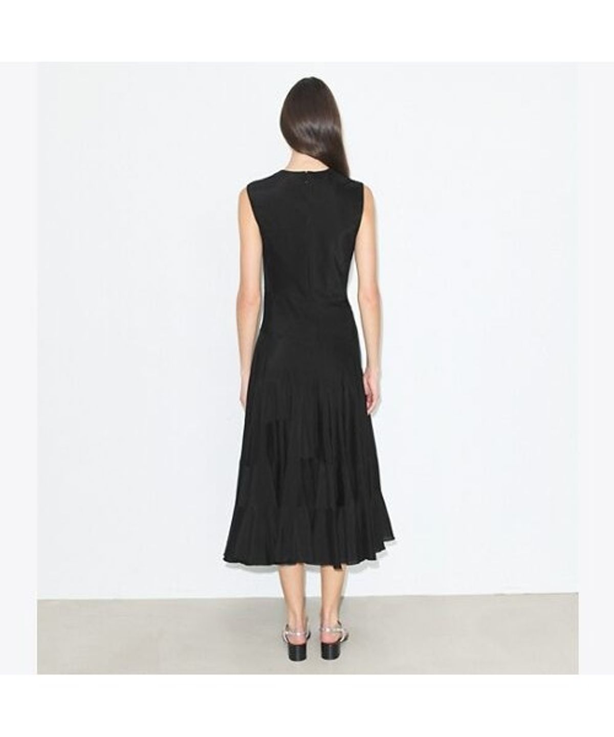토리버치(TORYBURCH) 플레어 코튼 실크 드레스 - 블랙